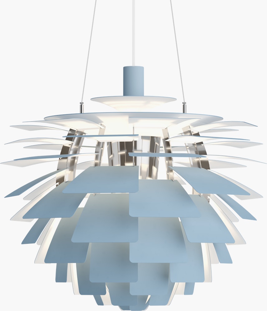 PH Artichoke Lamp, Medium Smokey Blue and Chrome
