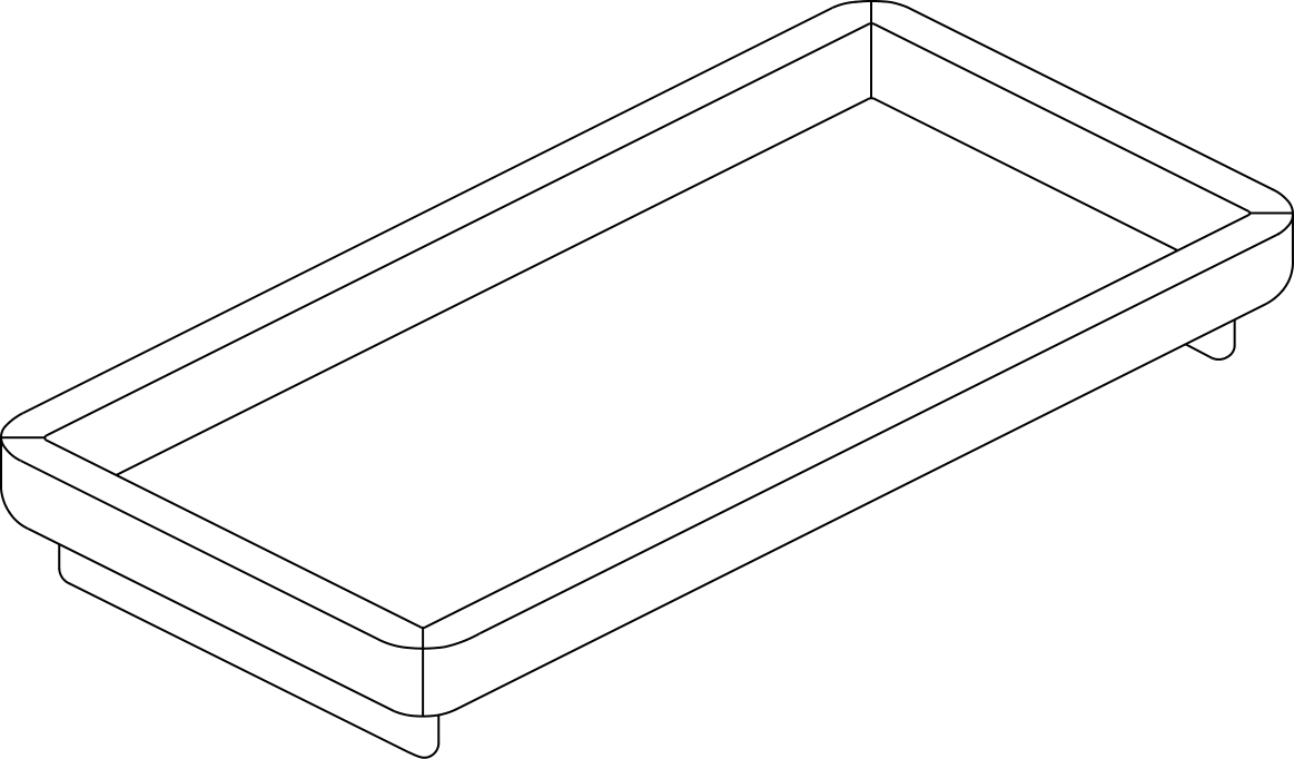 A line drawing - Tuxedo Component Table | Tray