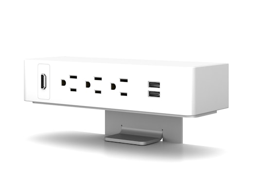 Clamp-On Electrical Outlet, 311, White Body/Silver Bracket