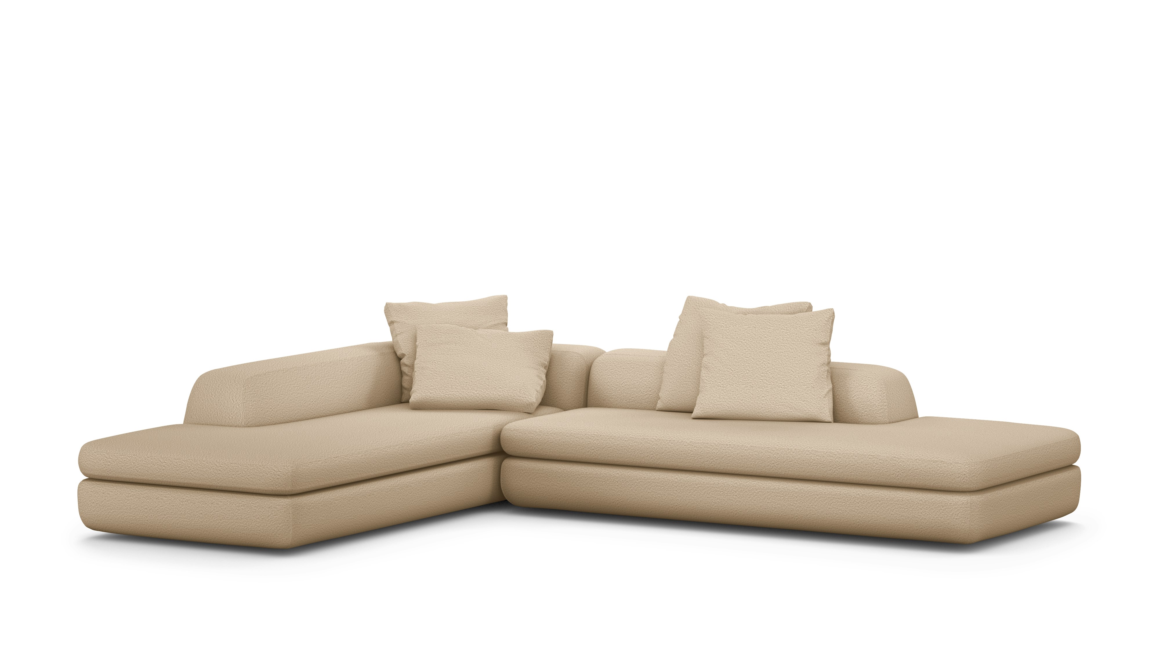 A Atlason Americano Open Sectional Chaise in Turf Sand viewed from an angle.