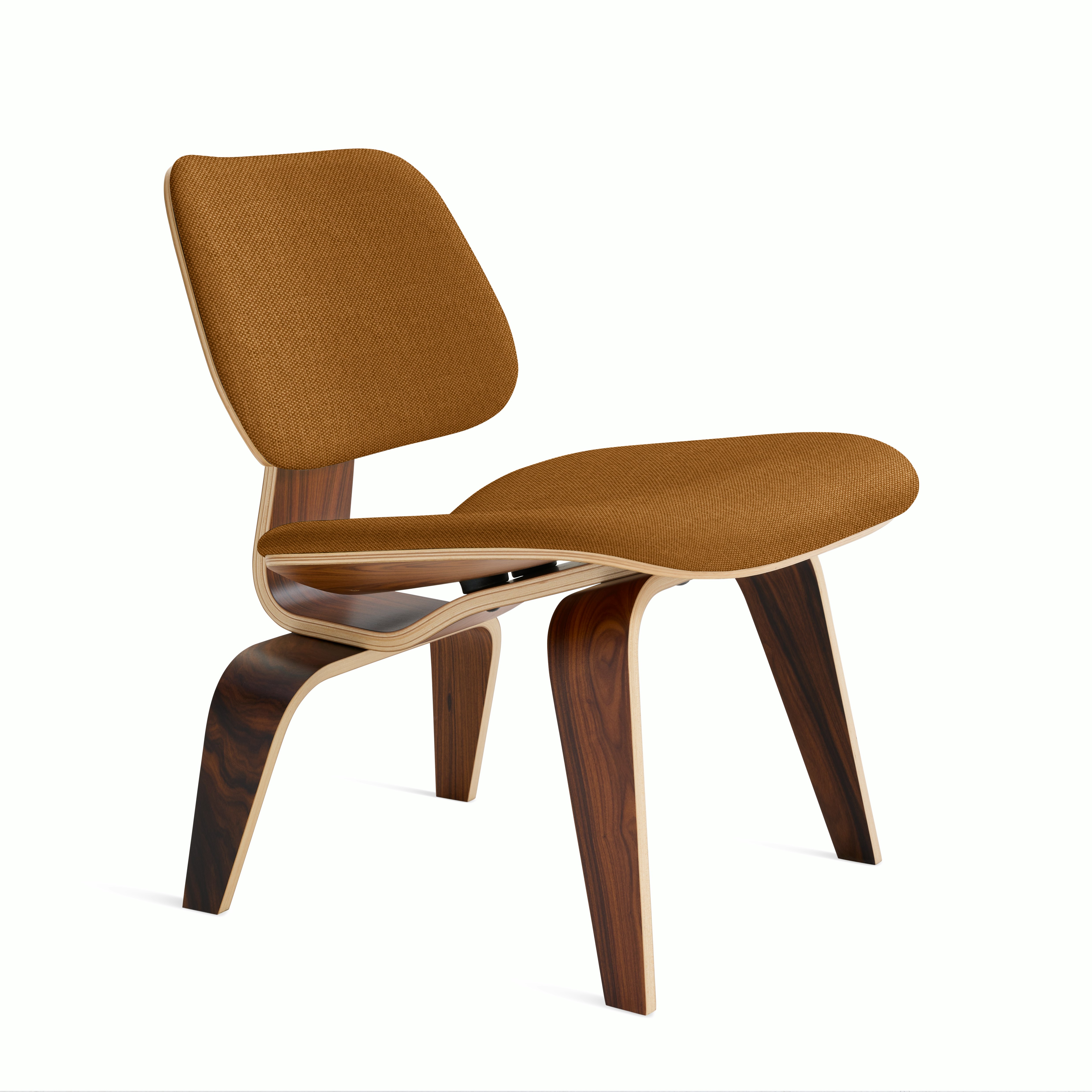 Eames Molded Plywood Lounge Chair Wood Base (LCW) - Upholstered,  Santos Palisander,  Mode - Nutmeg