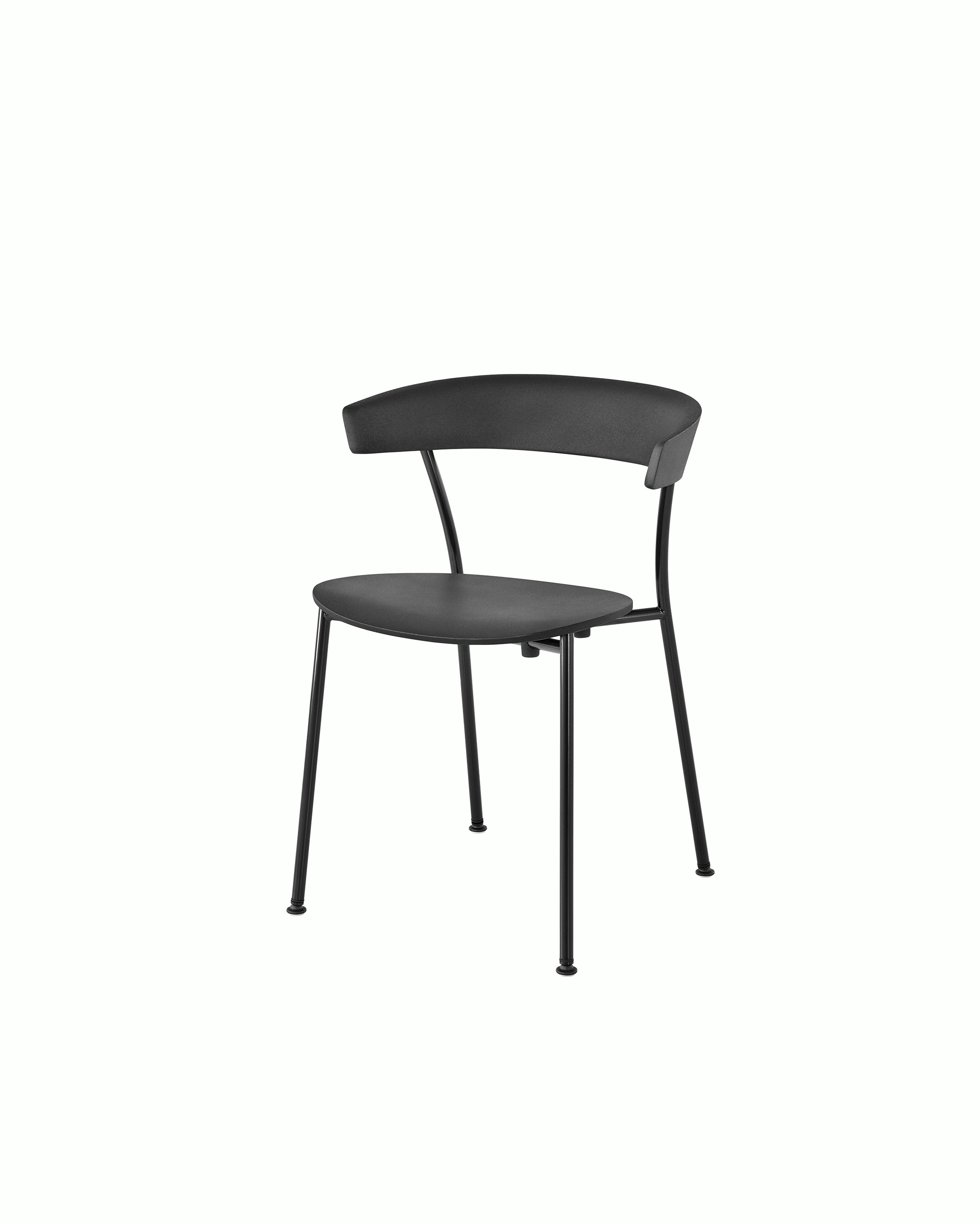 A Leeway Chair with a black polyurethane seat and back.