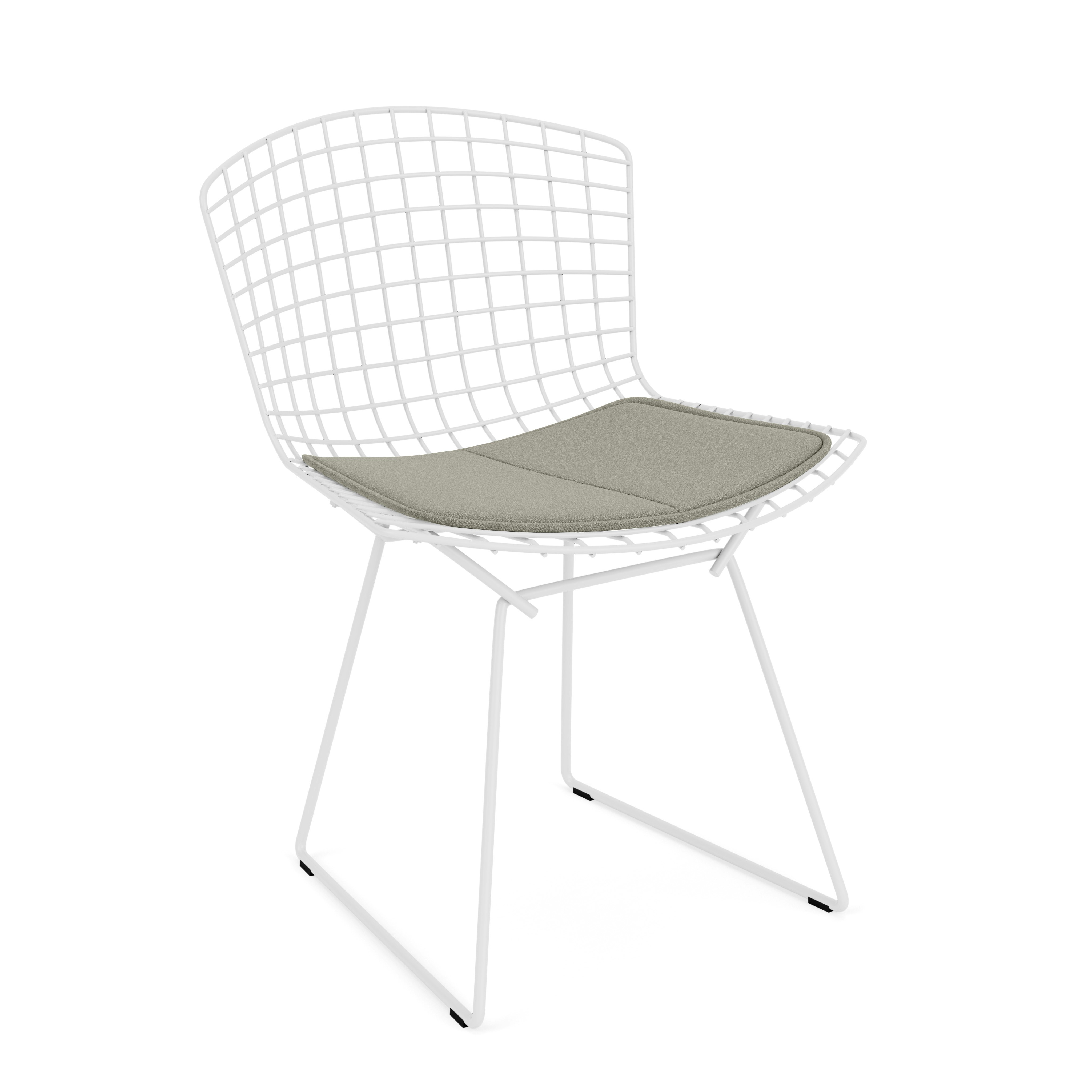 Bertoia Side Chair with Outdoor Cushion White, Utopia, Fossil