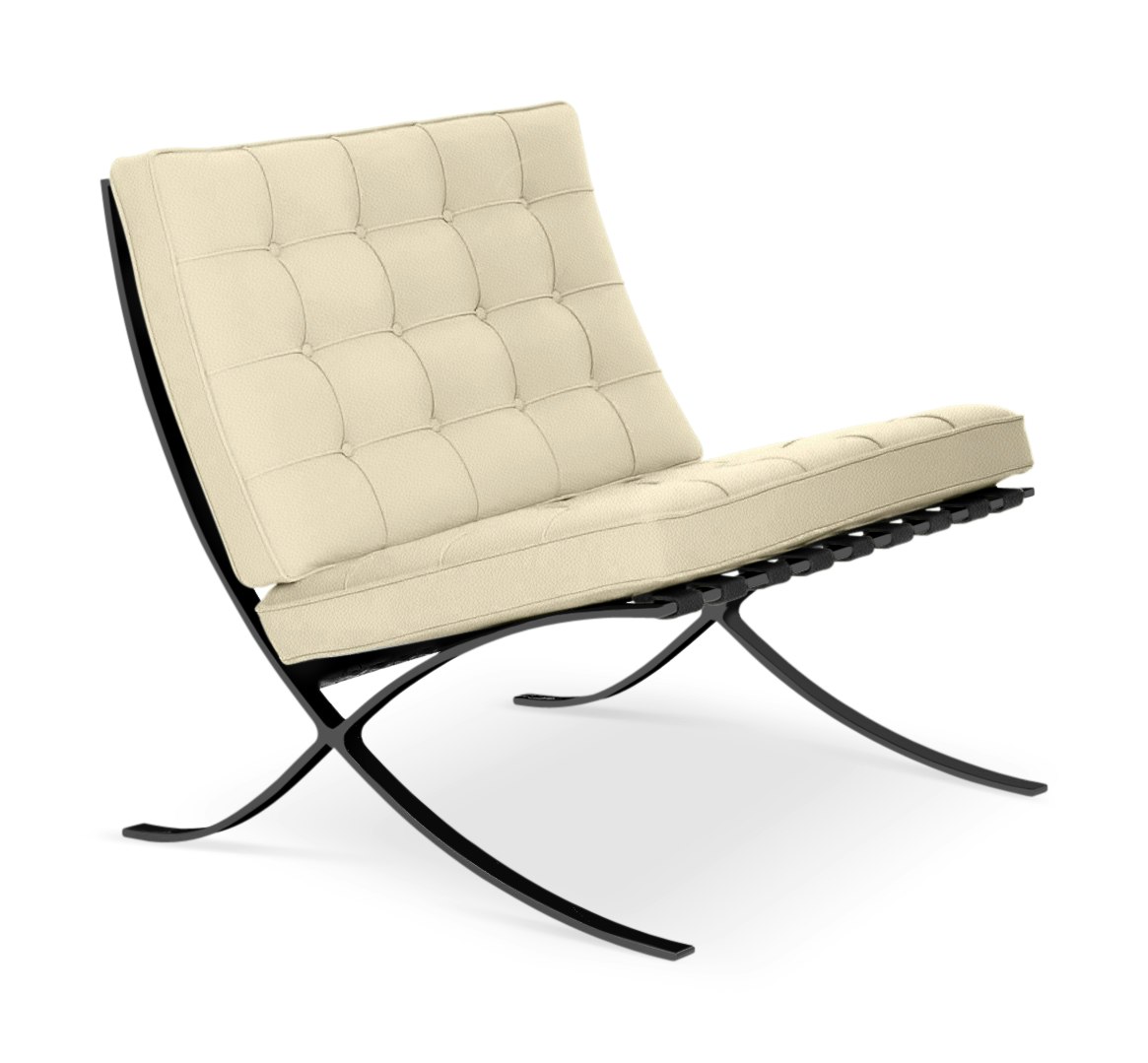 Barcelona Chair in Volo Leather,  Ivory,  Black