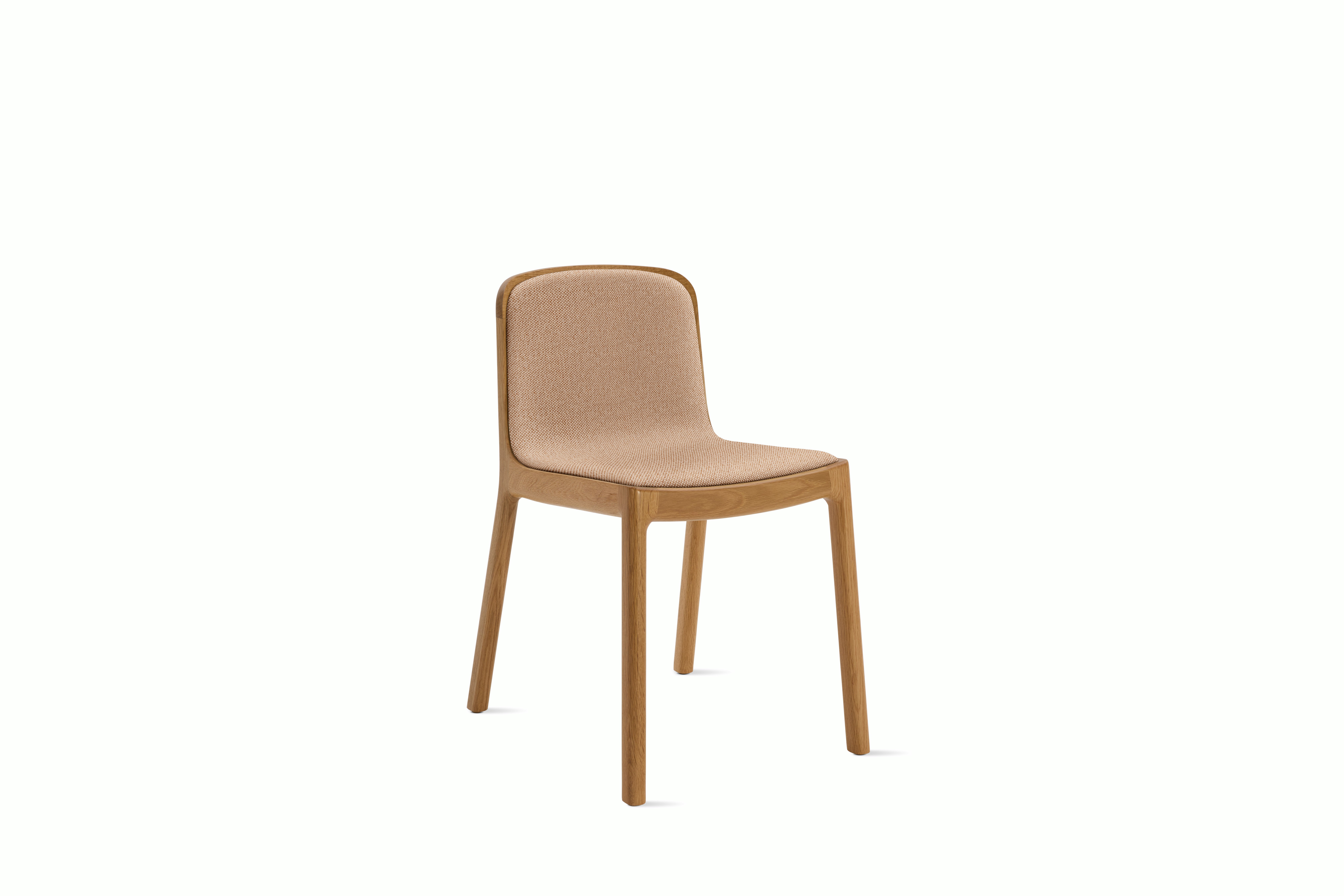 A Lijn Side Chair in Blush Oak viewed from an angle.