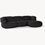 Biboni Sectional - Sectional Chaise, Left, Stretch Appeal, Onyx