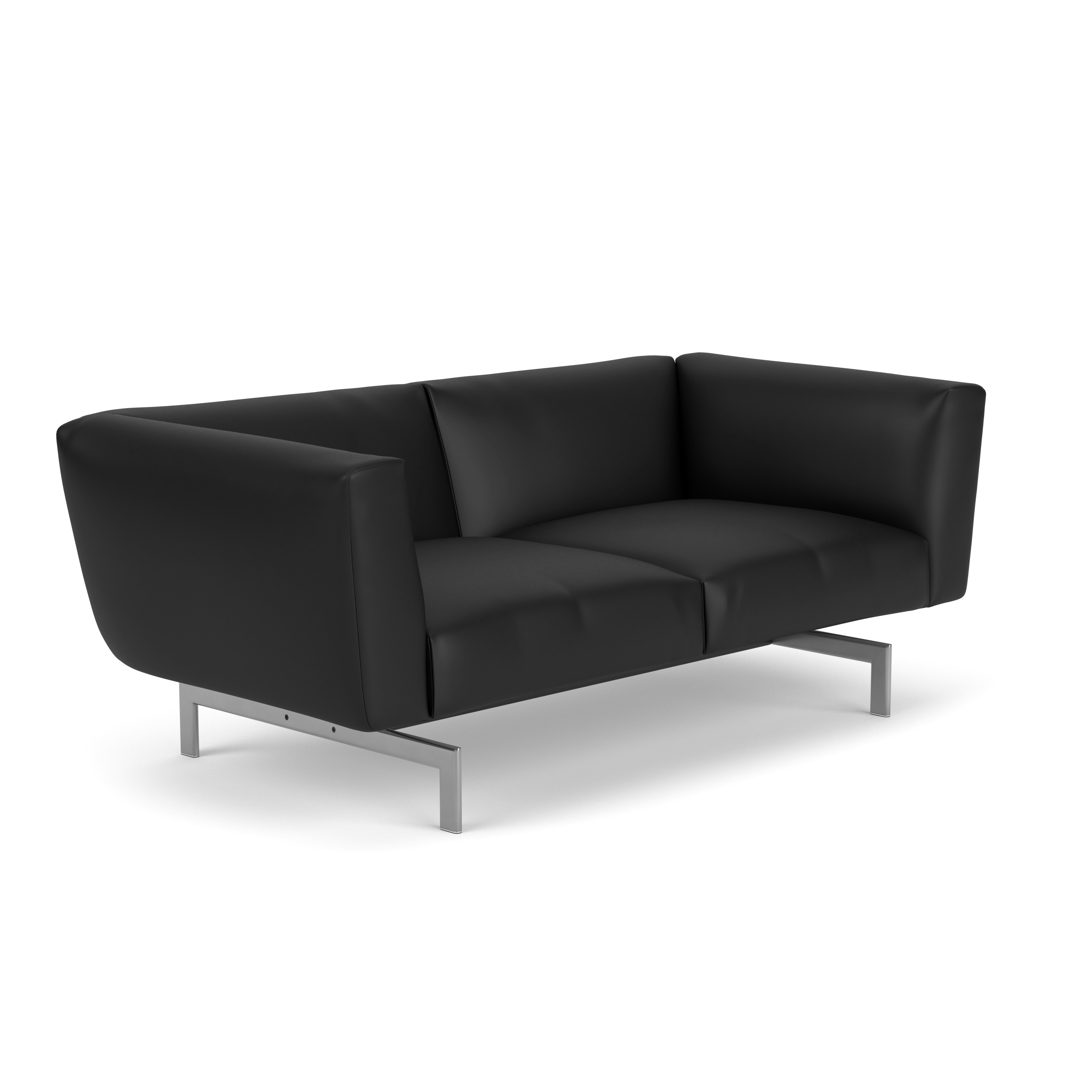 Avio Sofa - Two Seater, Volo Leather, Black, Silver
