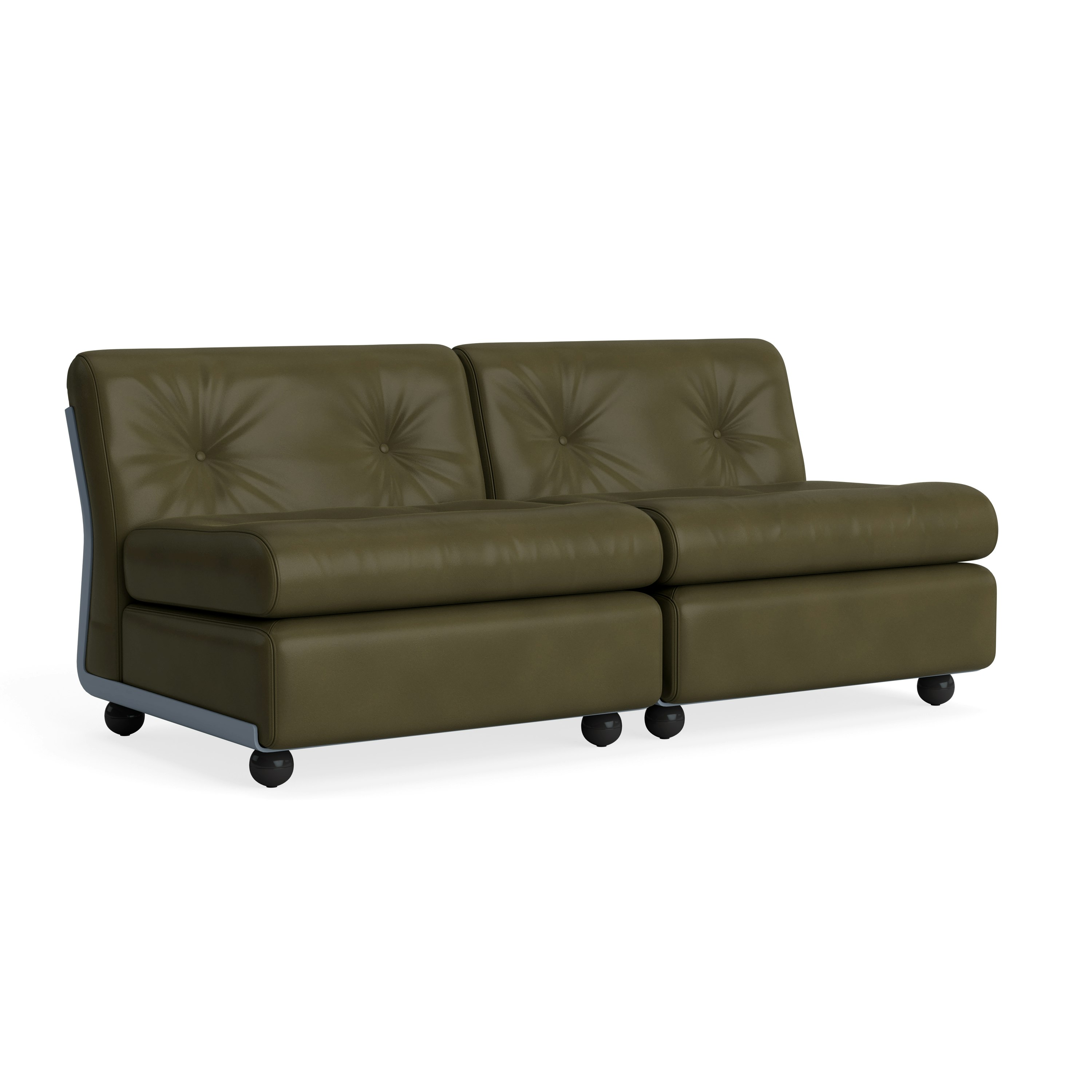Amanta Sofa - Two Seater, Sense Leather, Forest Green, Frost Blue