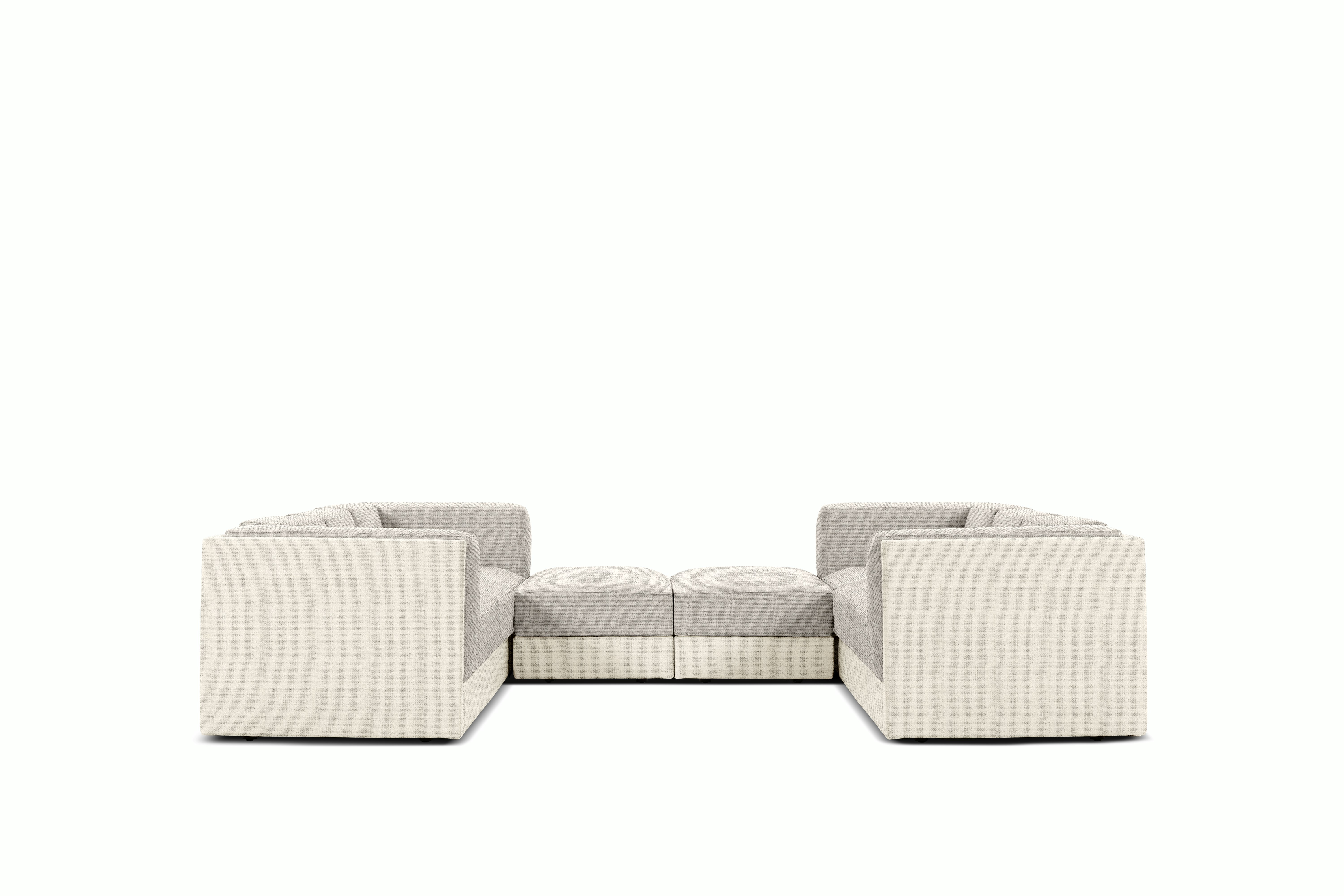 Symme U-Sectional - Fabric Frame,  Pebble Weave,  Ecru,  Pebble Weave,  Buff