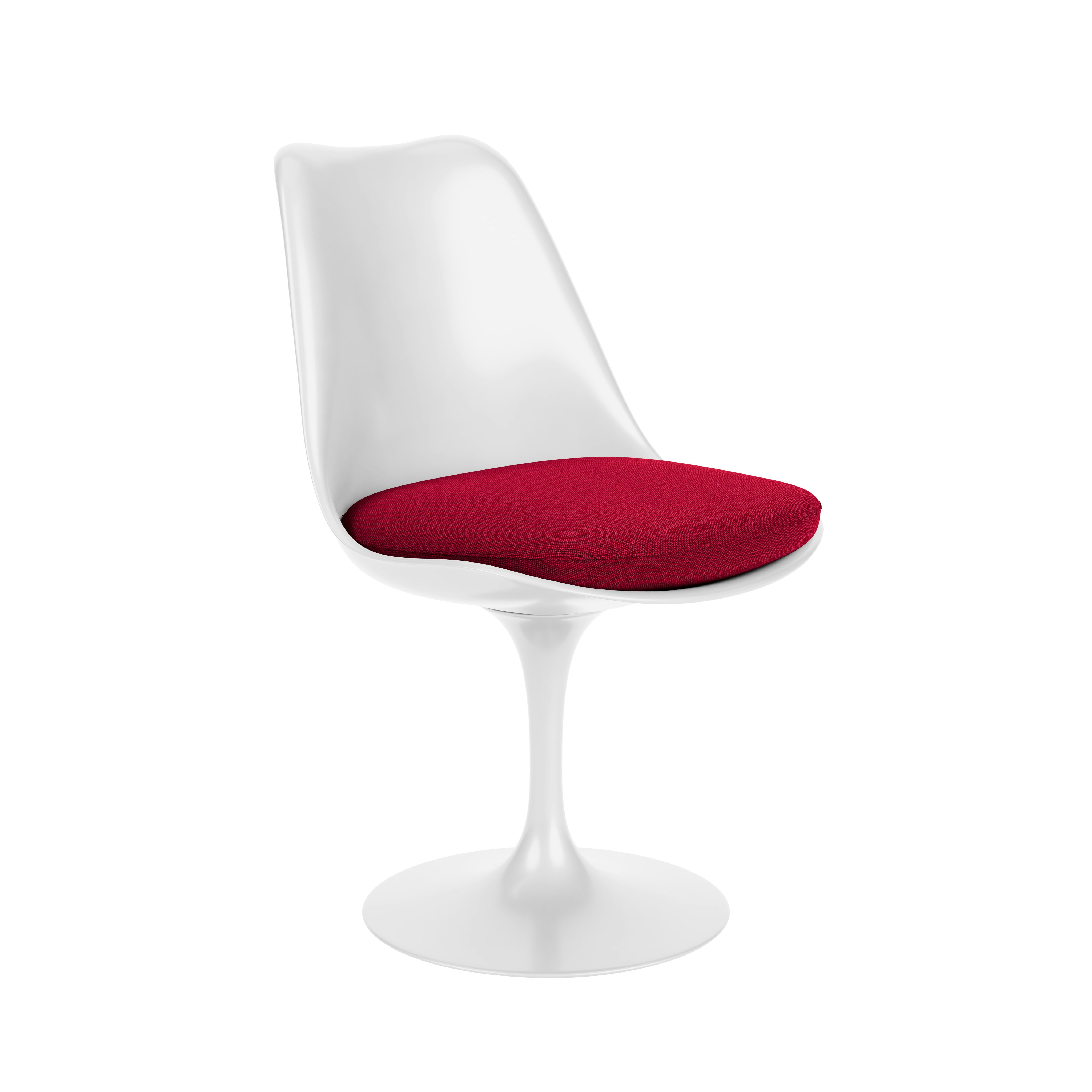 Saarinen Tulip Side Chair - Side Chair, Seat Cushion, Fixed, Hourglass, Caviar, White