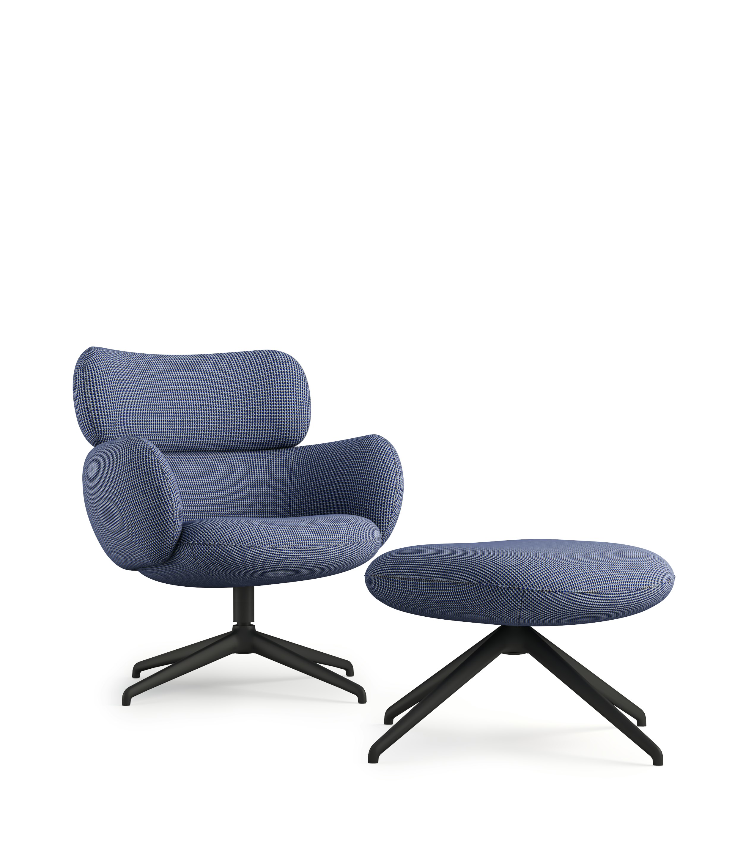 Blis Swivel Chair and Ottoman - Black, Oxbow, Trope