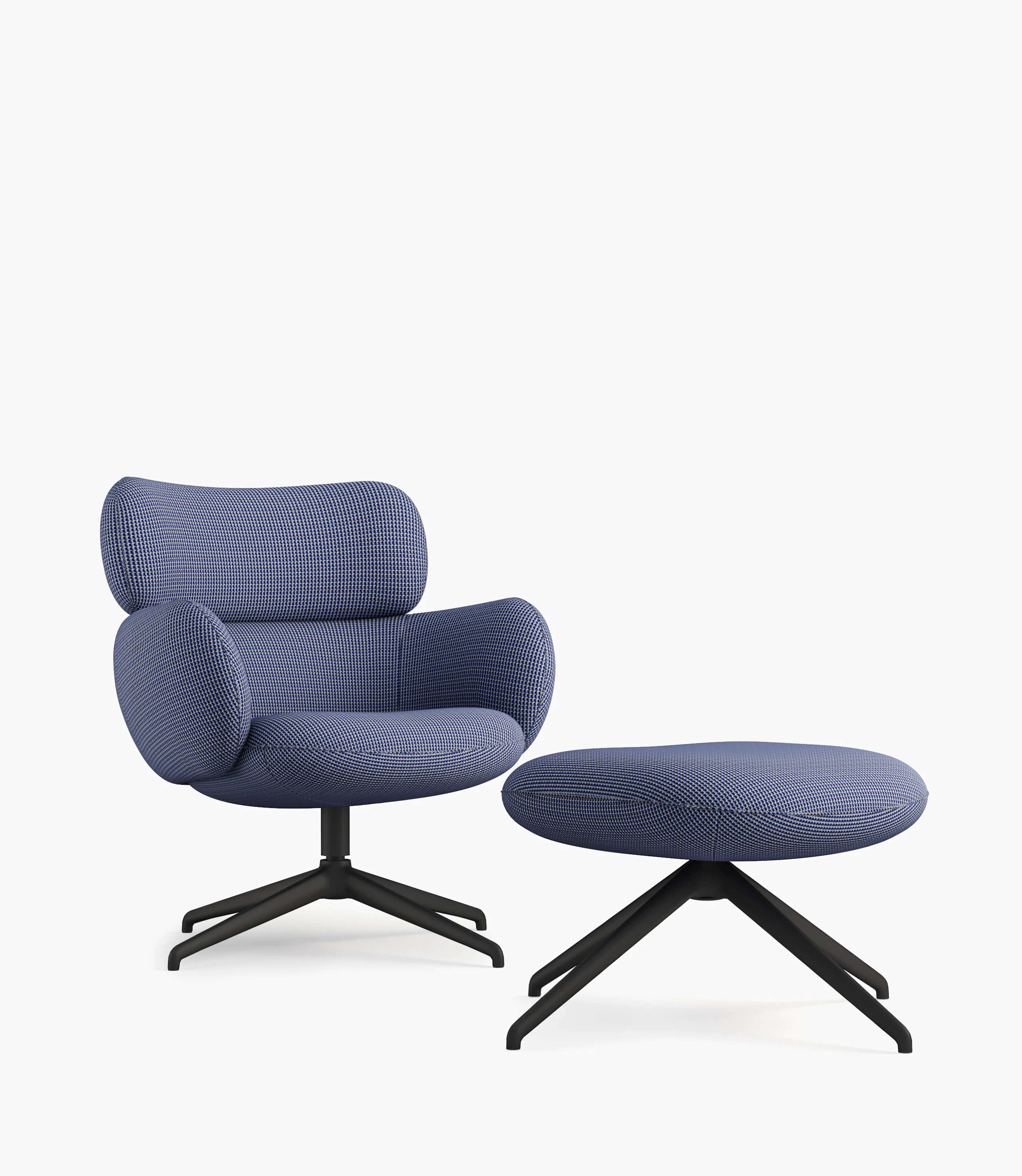 Blis Swivel Chair and Ottoman - Black, Oxbow, Trope