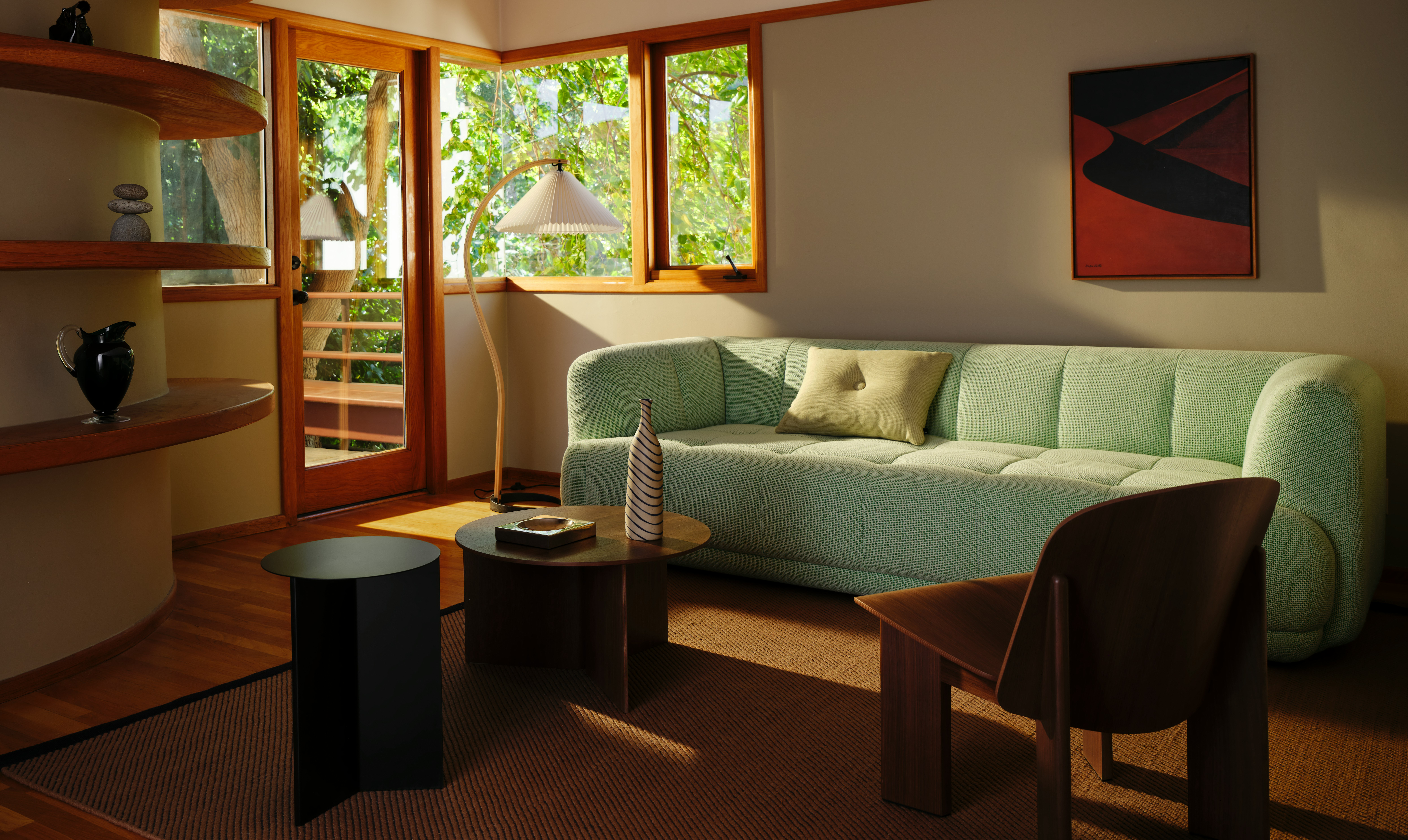 Quilton Sofa, Chisel Lounge and Wood Slit Tables