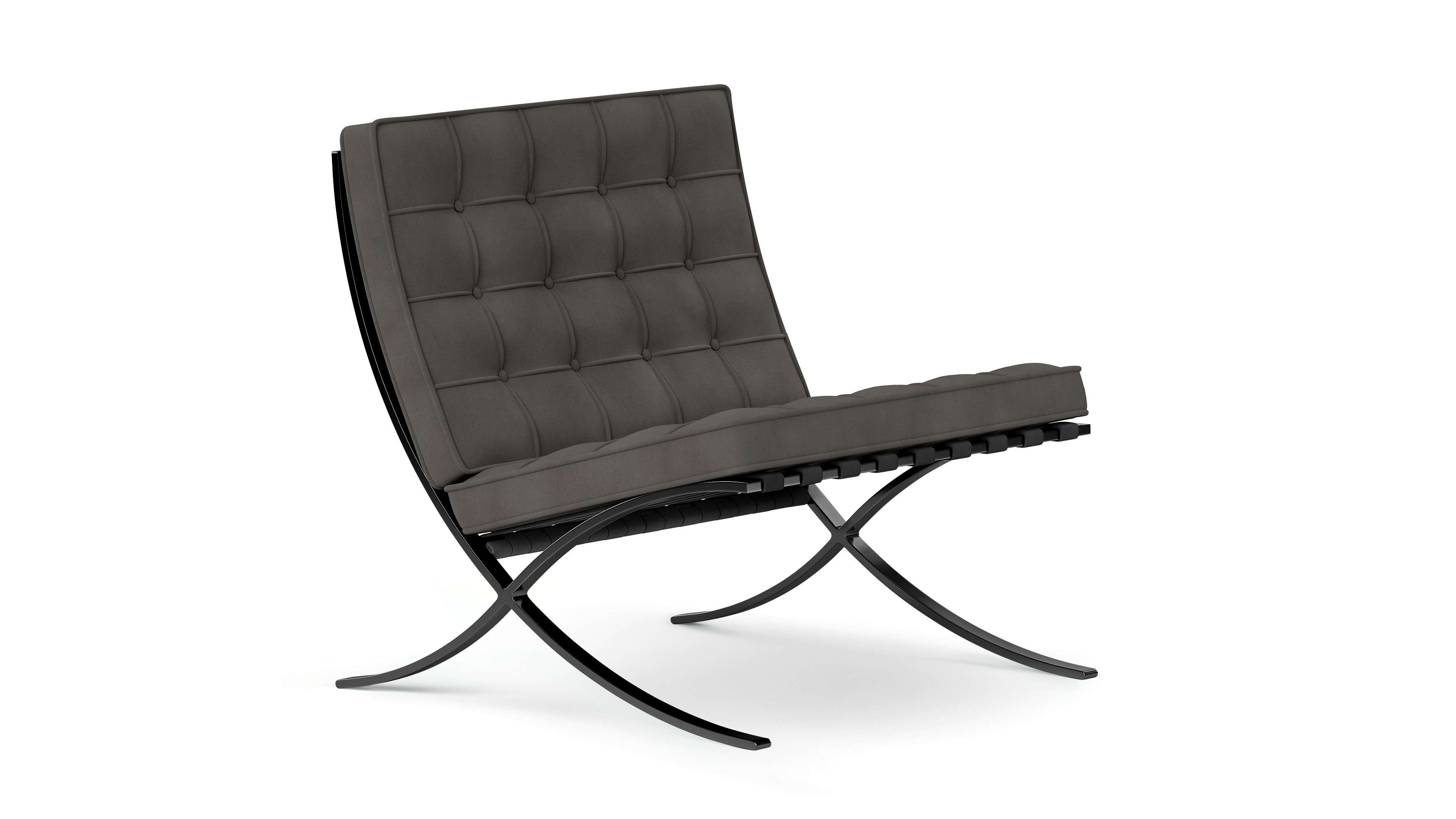 Barcelona Chair in Maremma Suede,  Talamone,  Black