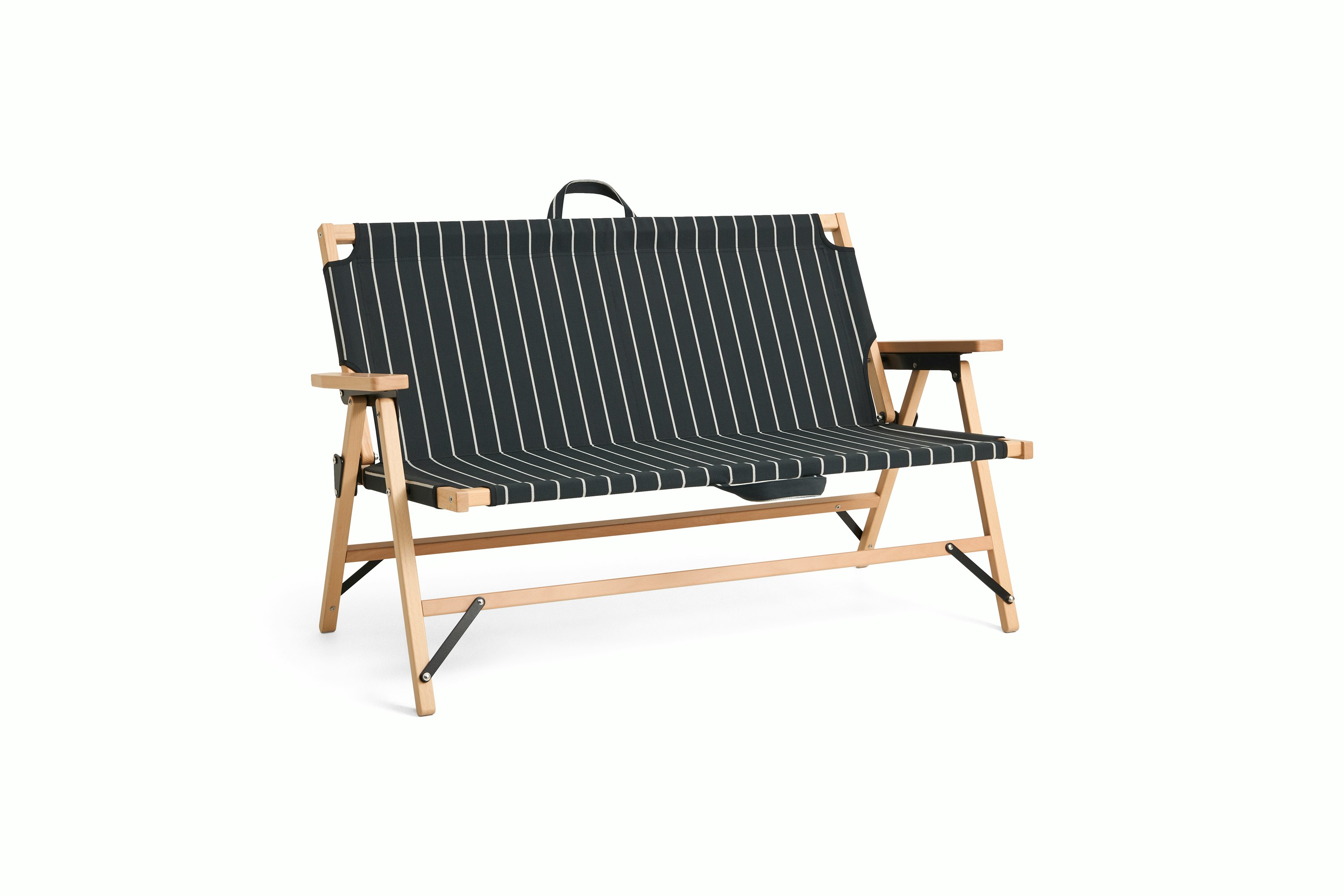 Outdoor Market Folding Sofa - Black With Beige Stripe