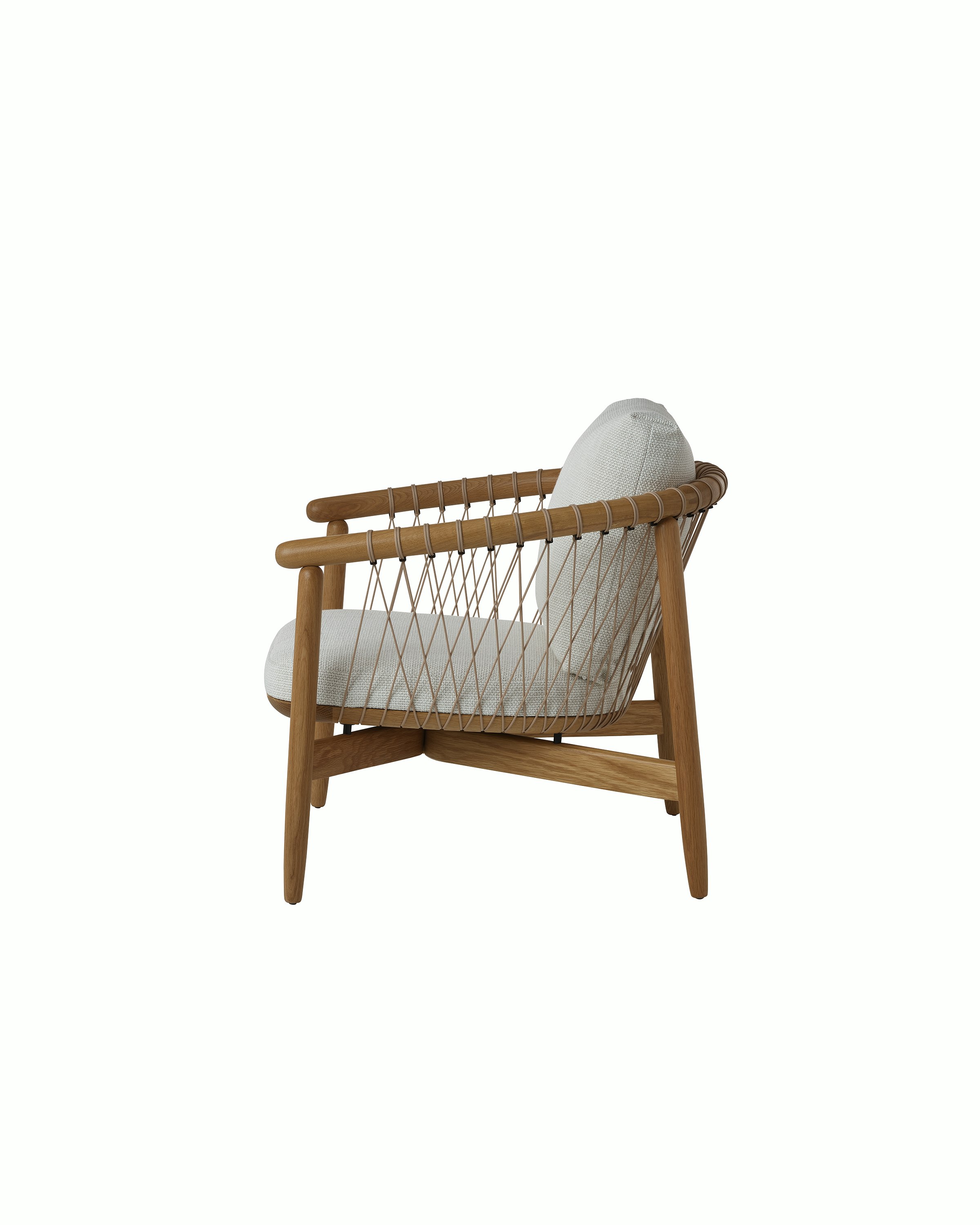 Crosshatch Lounge Chair by EOOS for Geiger, front view on a white sweep.