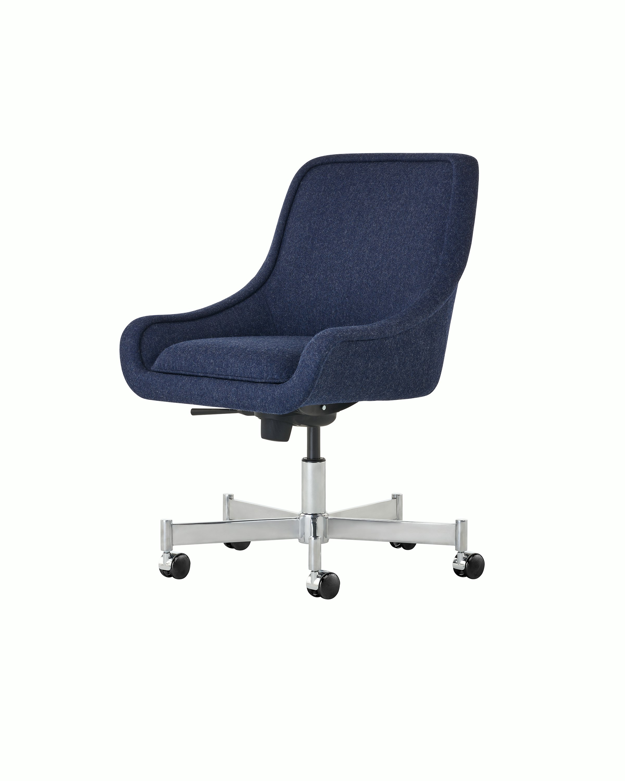 Bumper Conference Chair with low arms and five star base with casters.