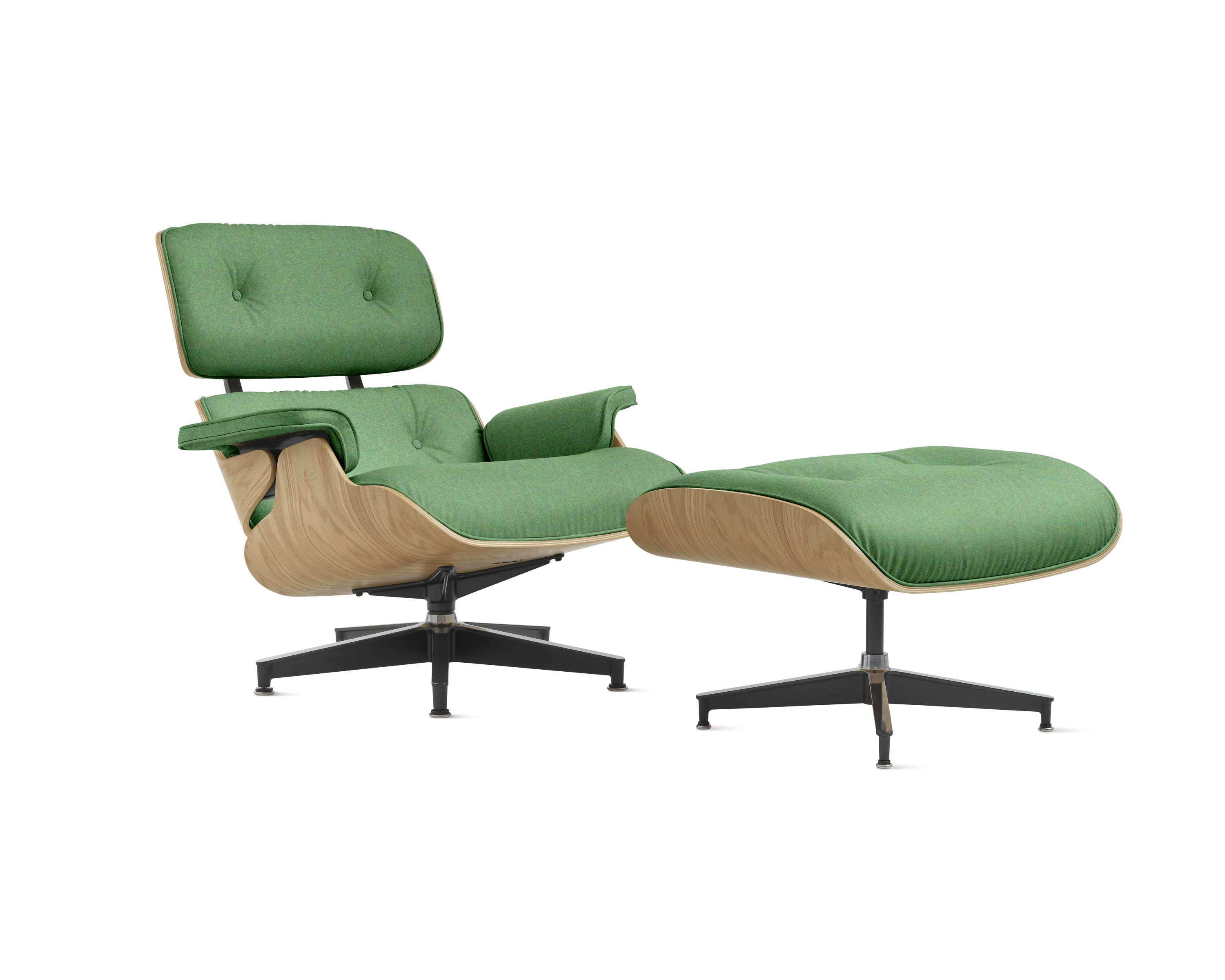 Eames Lounge Chair and Ottoman - Standard or Tall, White Oak, Luce, Virescent