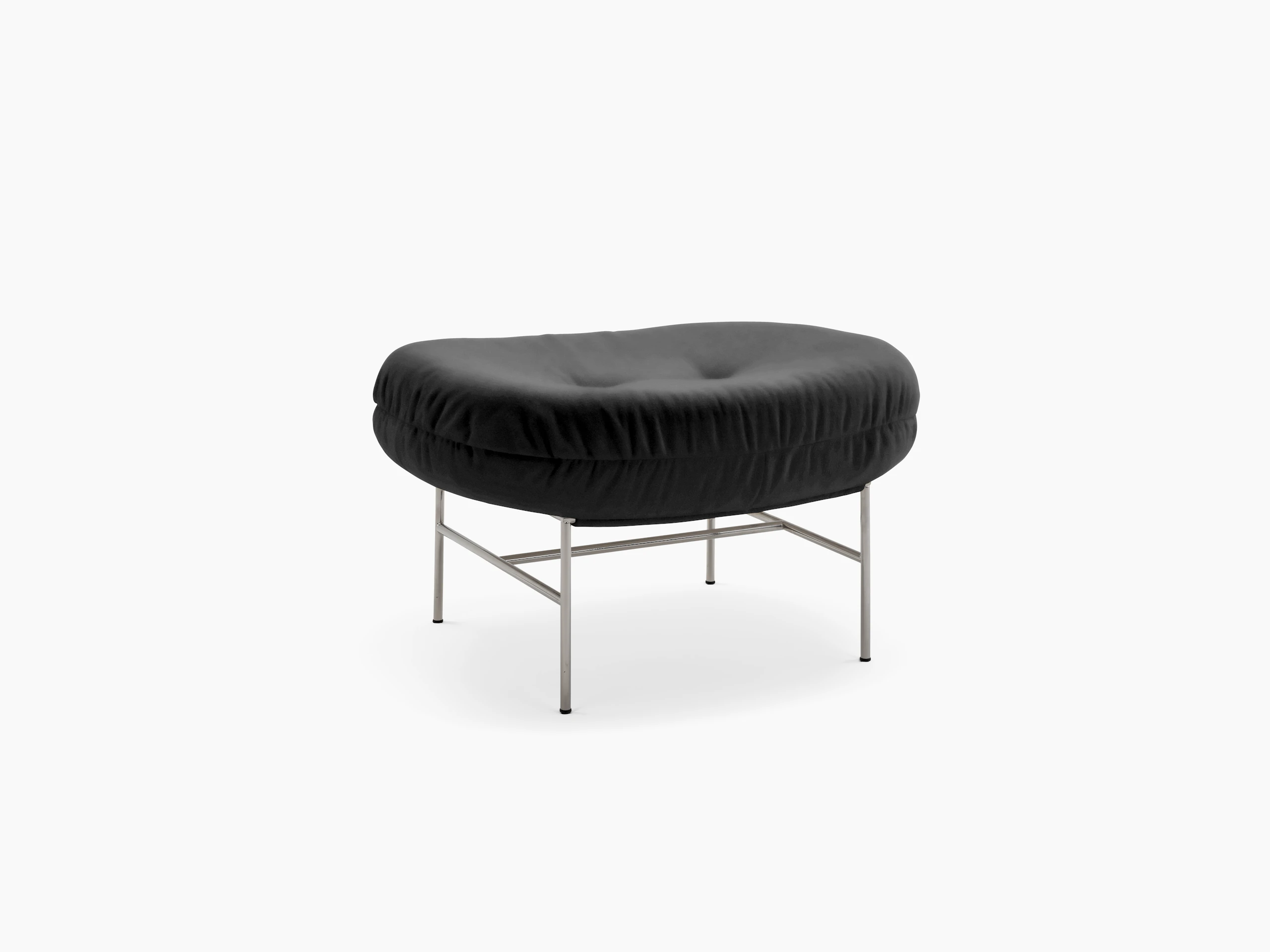 Bun Ottoman - Iseo, Dark Grey, Polished Chrome