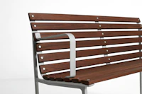 Traverse Dining Bench with Arms - Heat Treated Ash, Lacquered Aluminum Frame