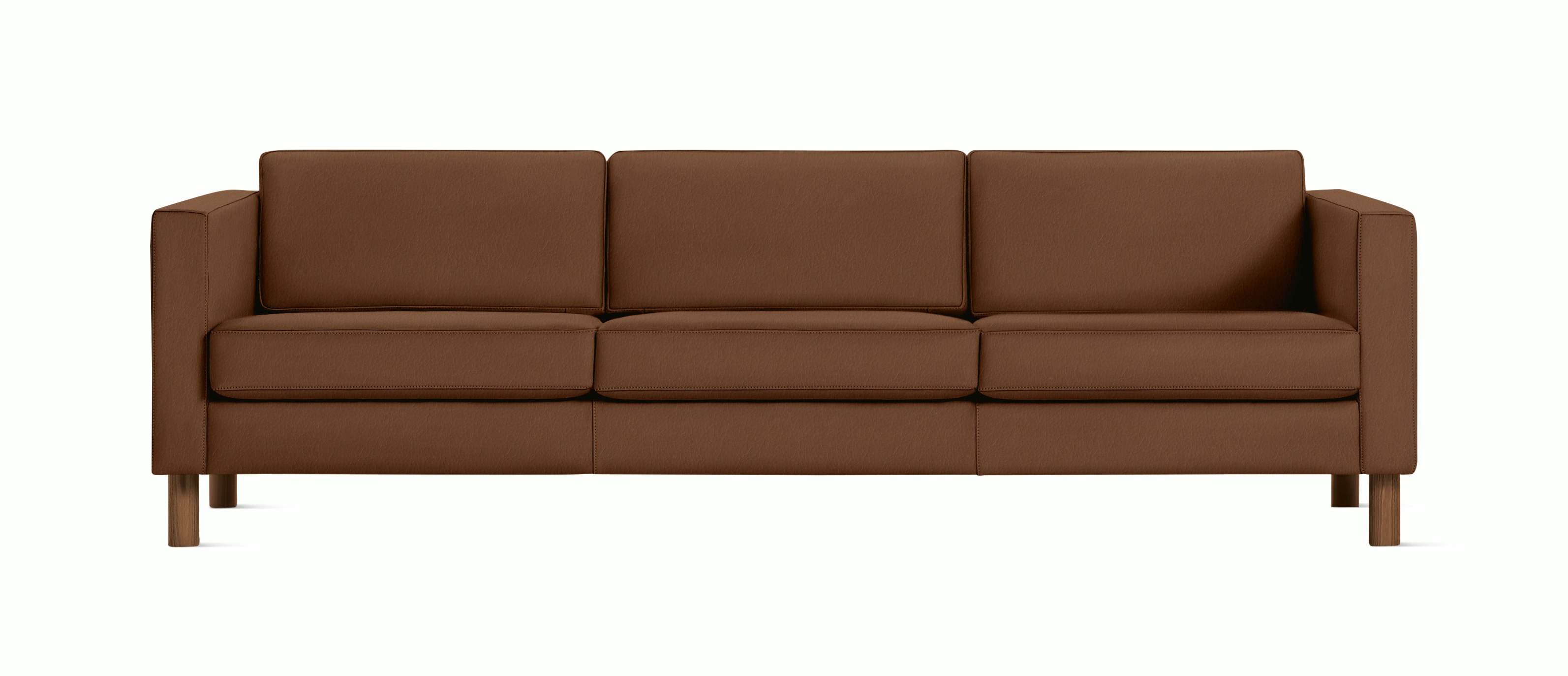 Lispenard Sofa three seater in warm brown ledge leather with 6" legs.
