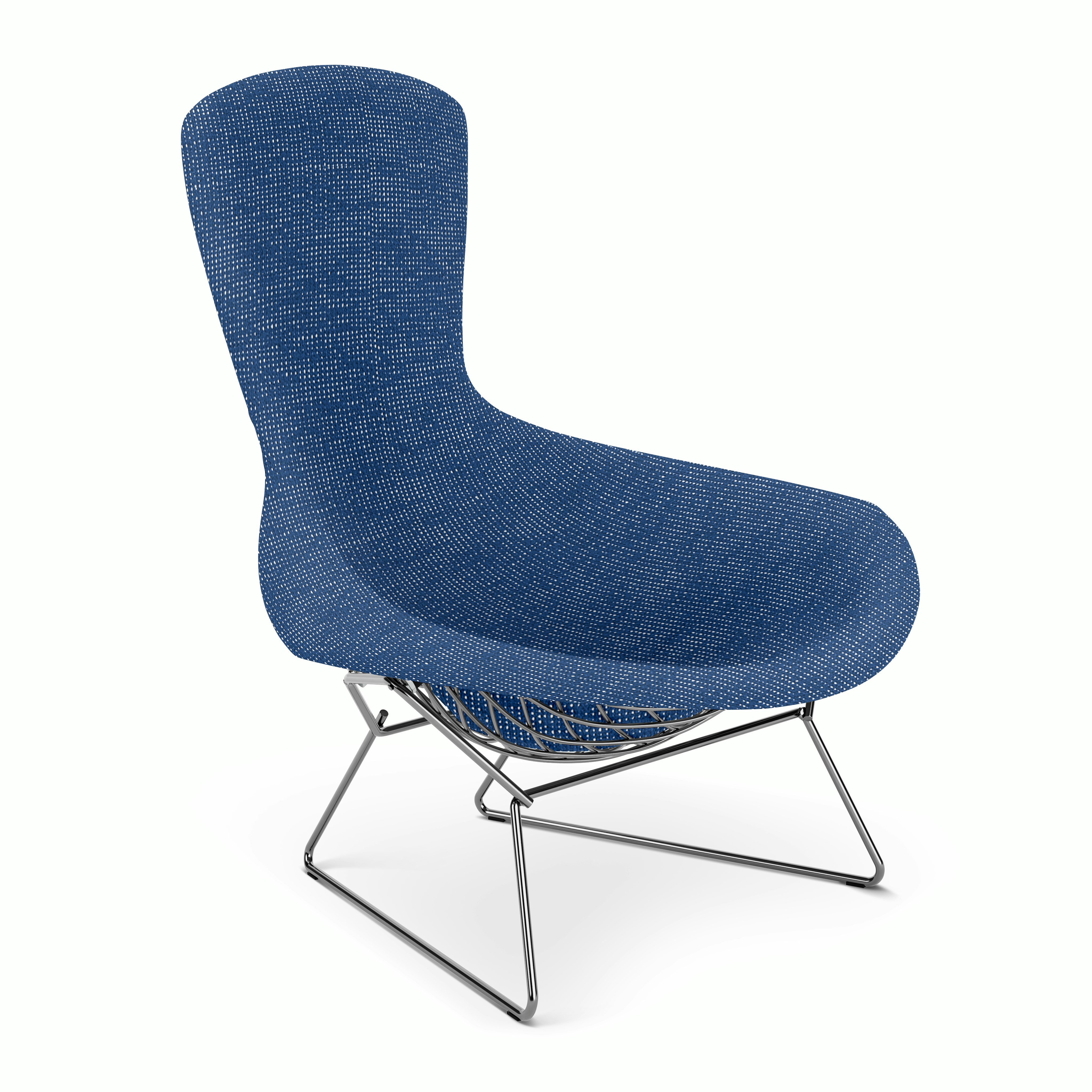 Bertoia Bird Lounge Chair,  Polished Chrome,  Full Cover,  Prestini,  Royal and White