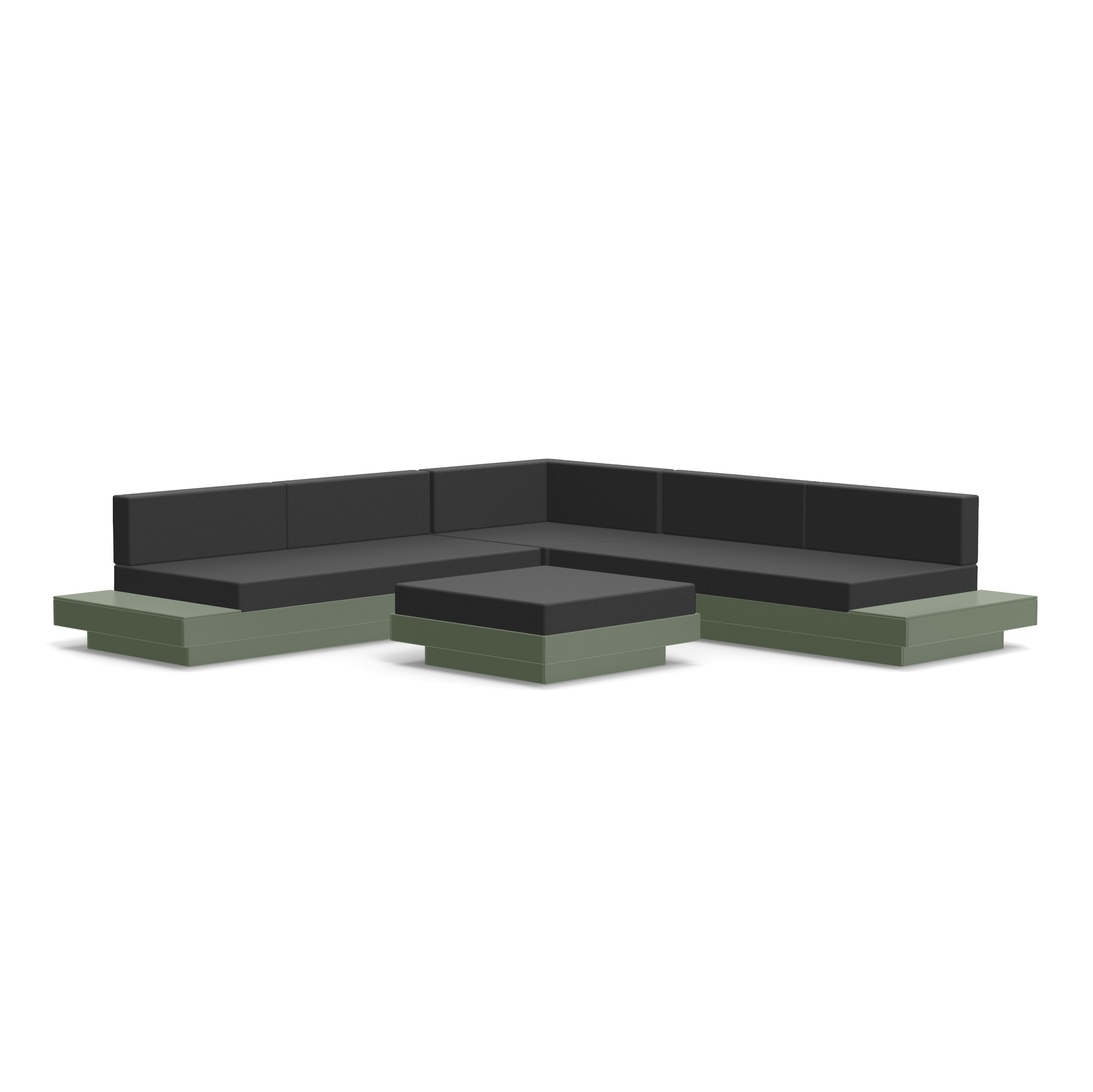 Platform One Corner Sectional with Ottoman - Sage,  Cast Charcoal