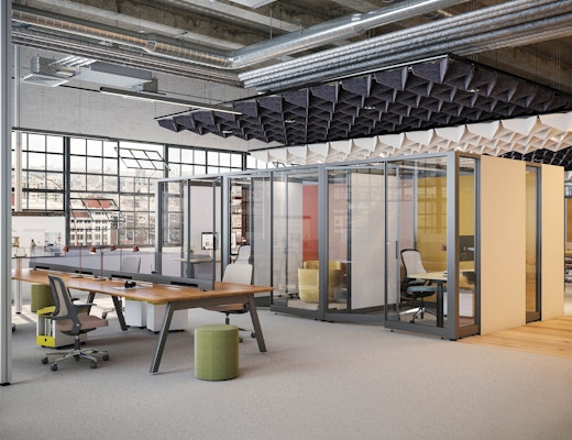 Thriving Workplace | Creative Wall and Rockwell Unscripted Sawhorse Workbench thriving workplace rockwell unscripted creative wall sawhorse workbench ollo knit back chair rockwell unscripted upholstered seat muuto tip table lamp knoll works 2021
