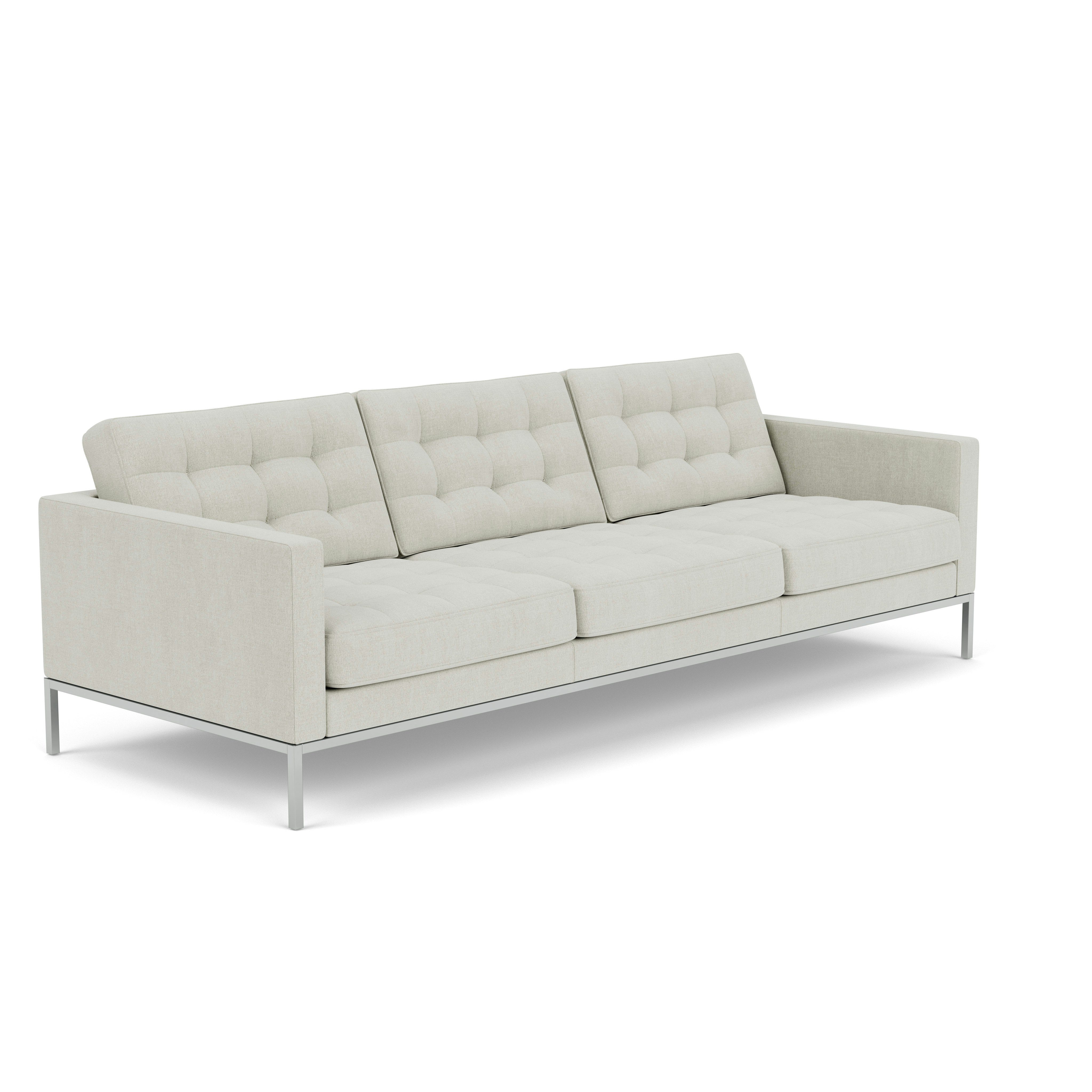 Florence Knoll Relaxed Sofa - Two Seater, Crossroad, Gravel, Pol Chrome