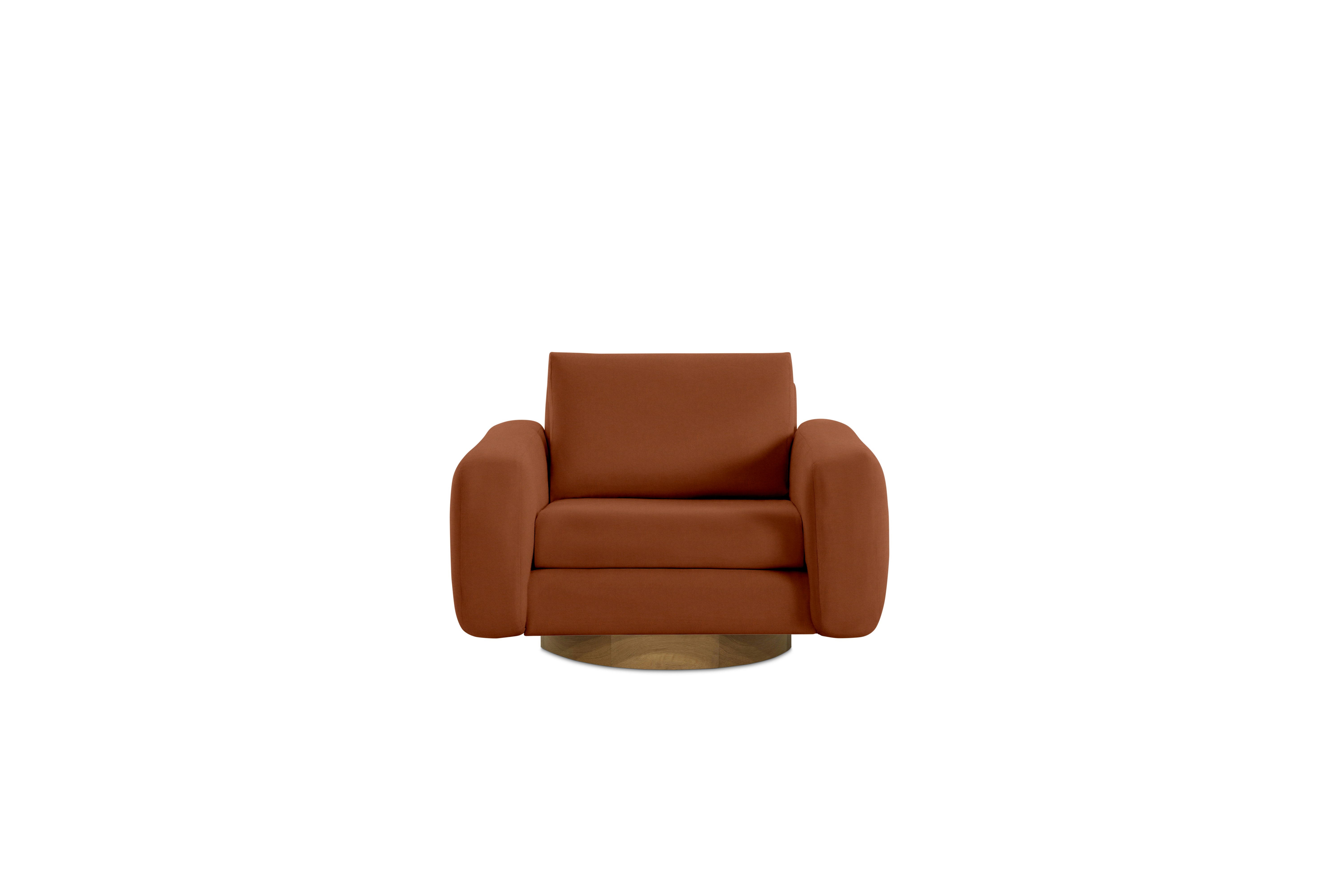 Mesa Lounge Swivel Chair - Marquis Velvet,  Rust,  Walnut