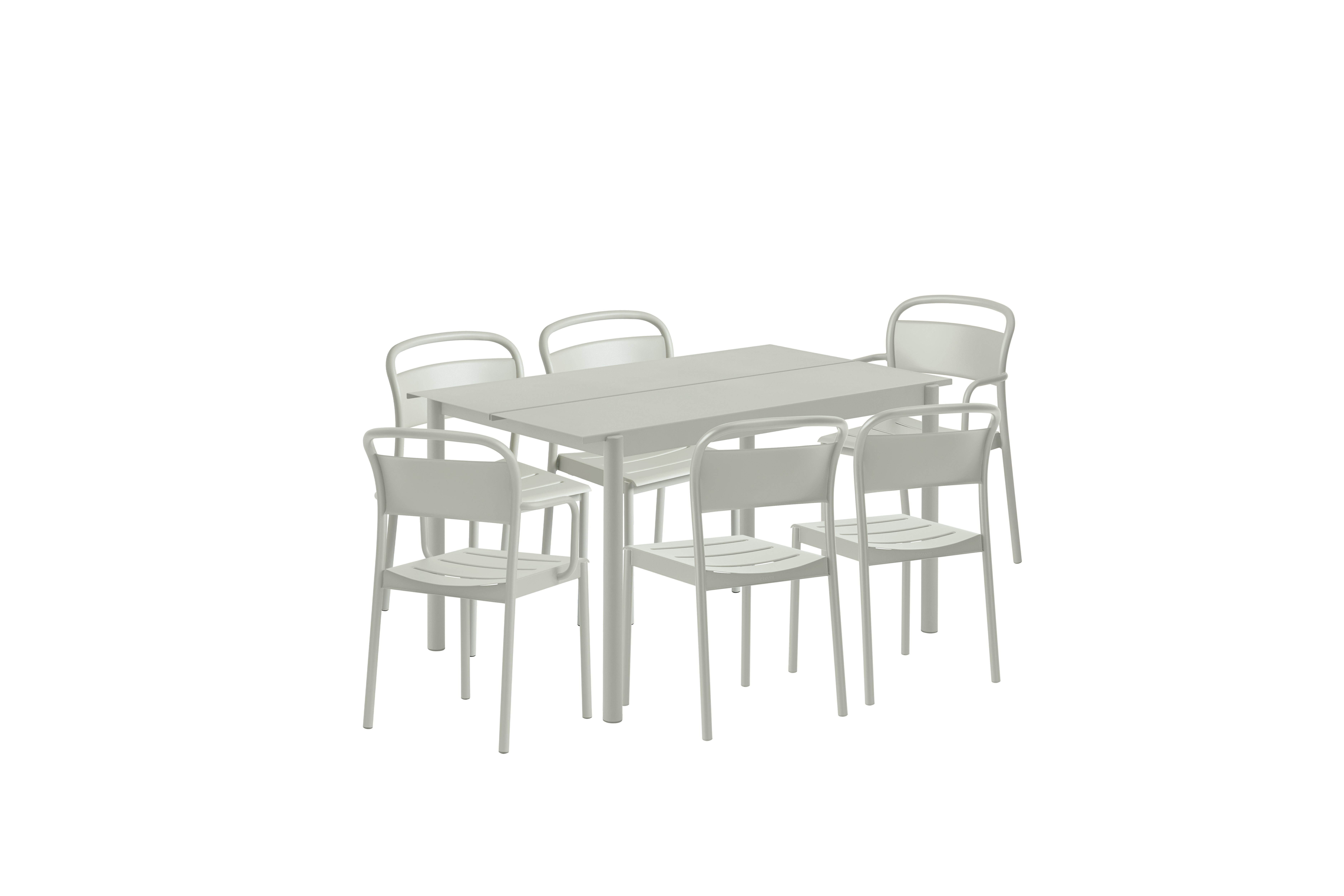 Linear Dining Set - 55" Table,  2 Armchairs,  & 4 Side Chairs,  Grey"