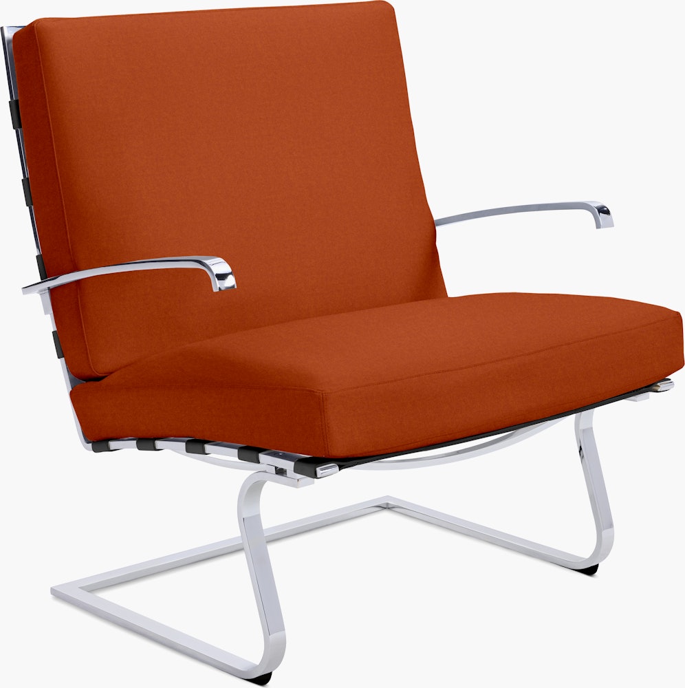 Tugendhat Chair in Oh La La,  Brandy with belting in Belting Leather,  Black and chrome frame
