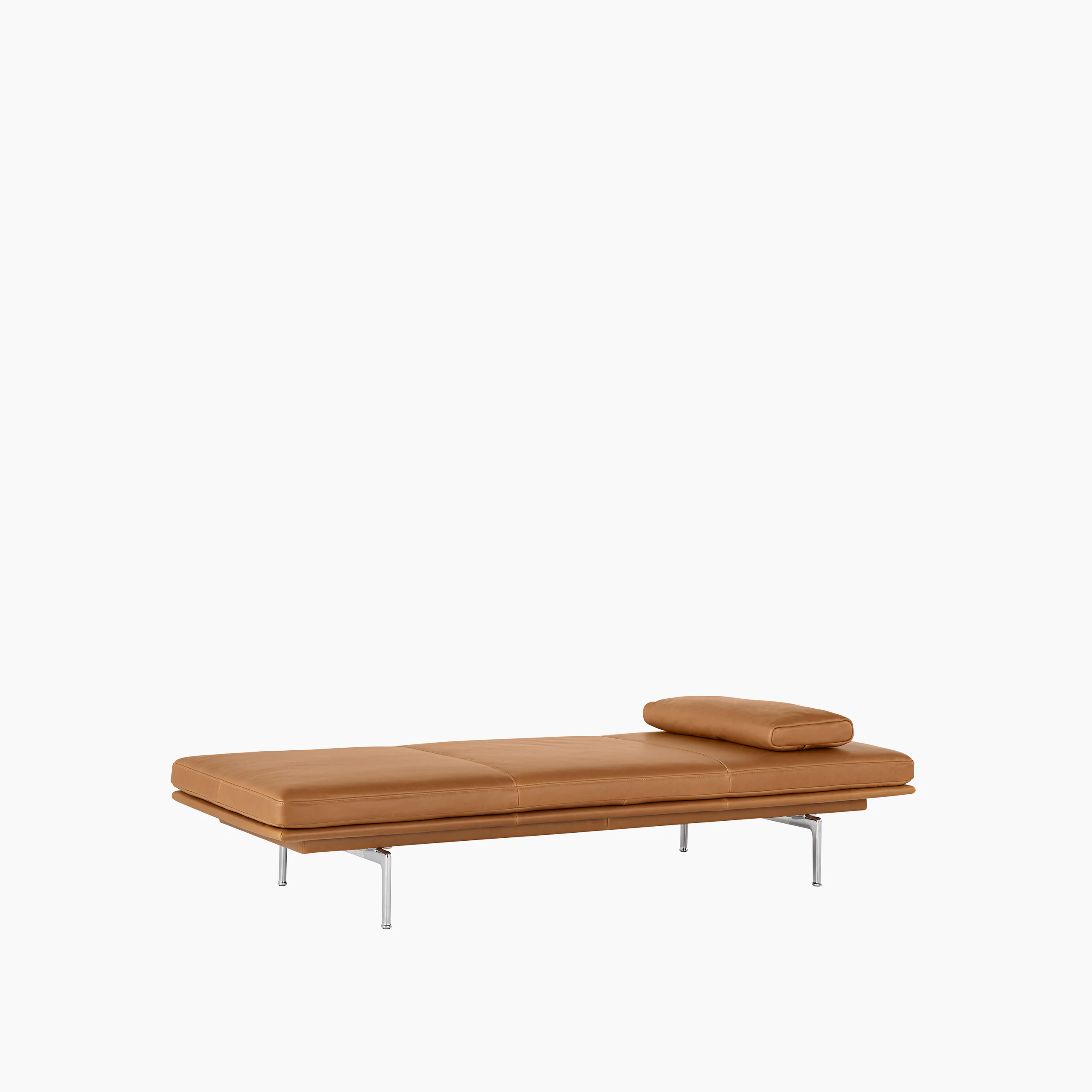 Outline daybed refine cognac leather aluminum detail 2