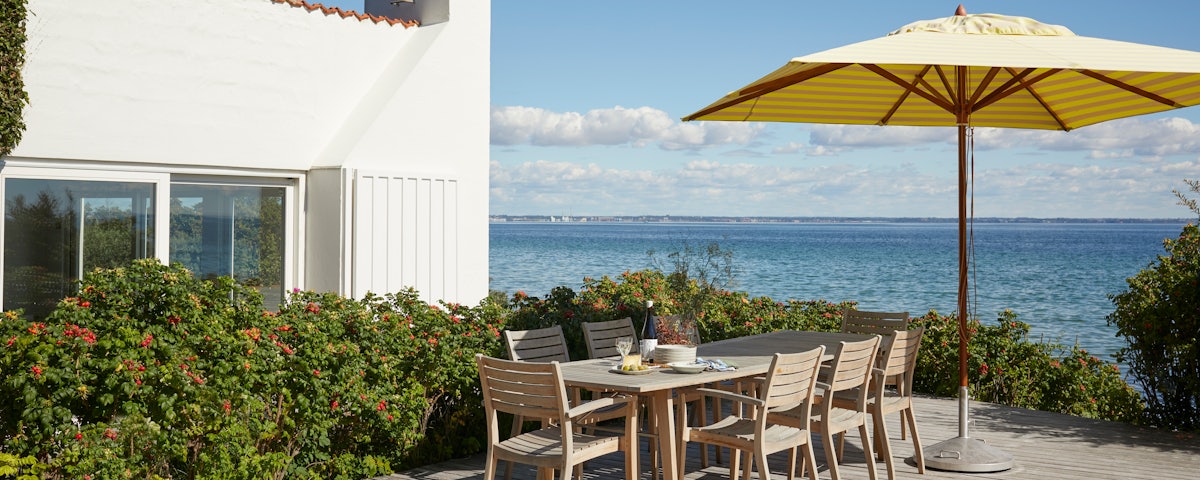 Messina Square Umbrella in an outdoor deck setting