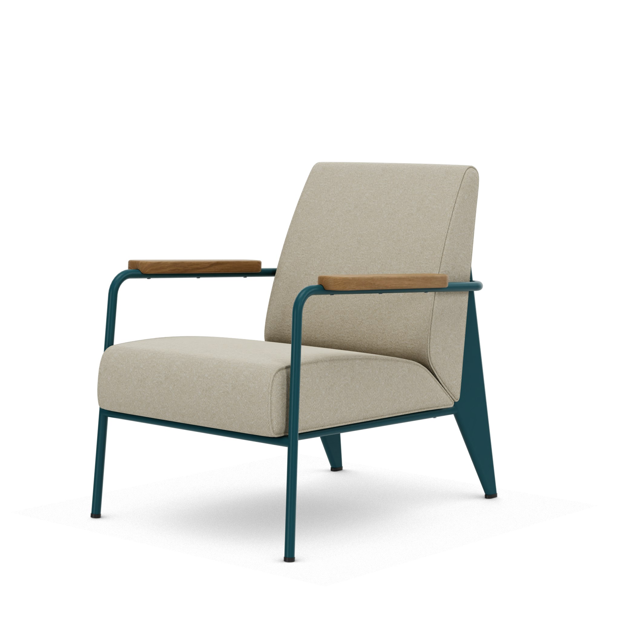 Fauteuil De Salon - Nubia,   Cream,   Bleu Dynastie,   Natural Oak,   Hard Glides