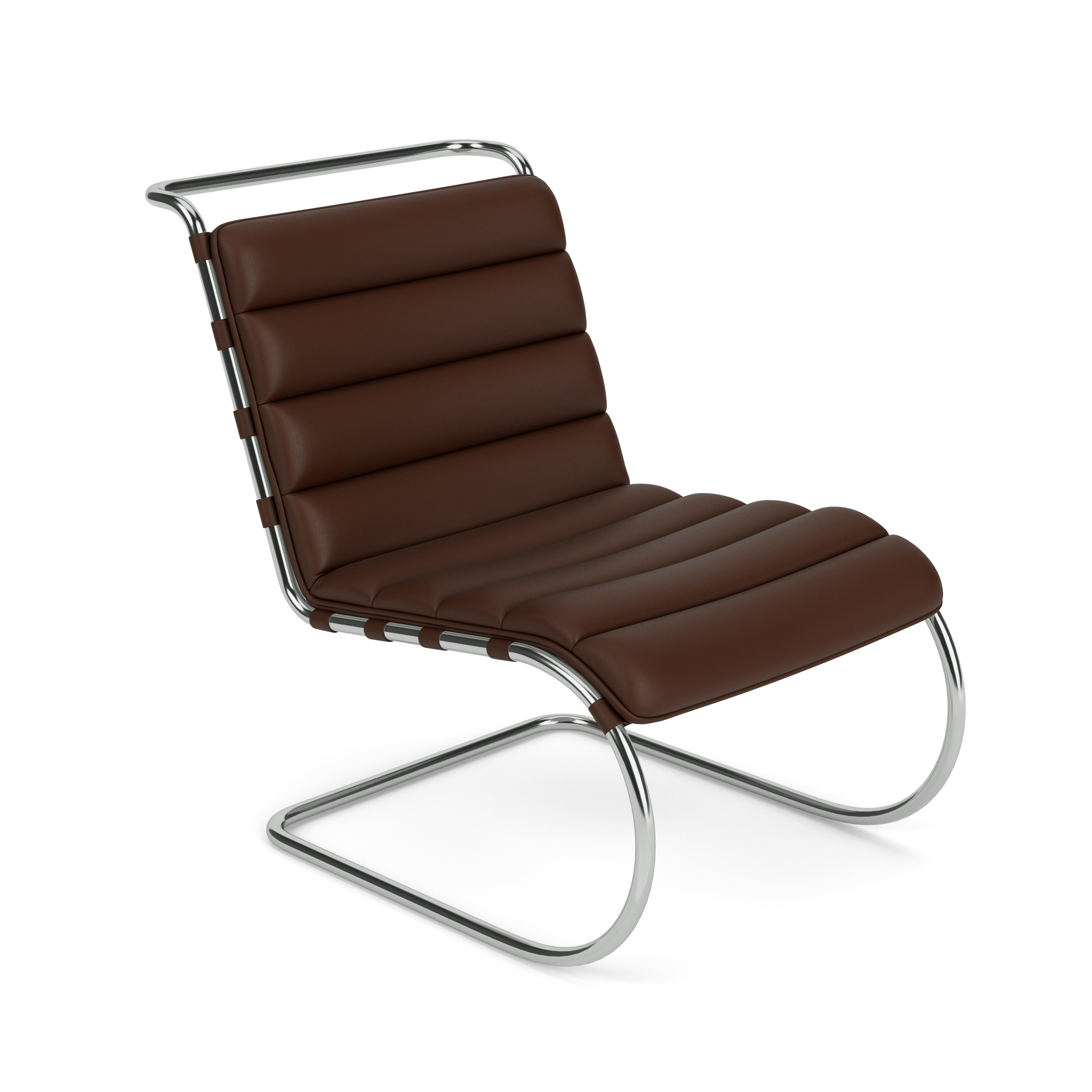 MR Lounge Chair - Armless, Volo Leather, Chocolate, Polished Chrome