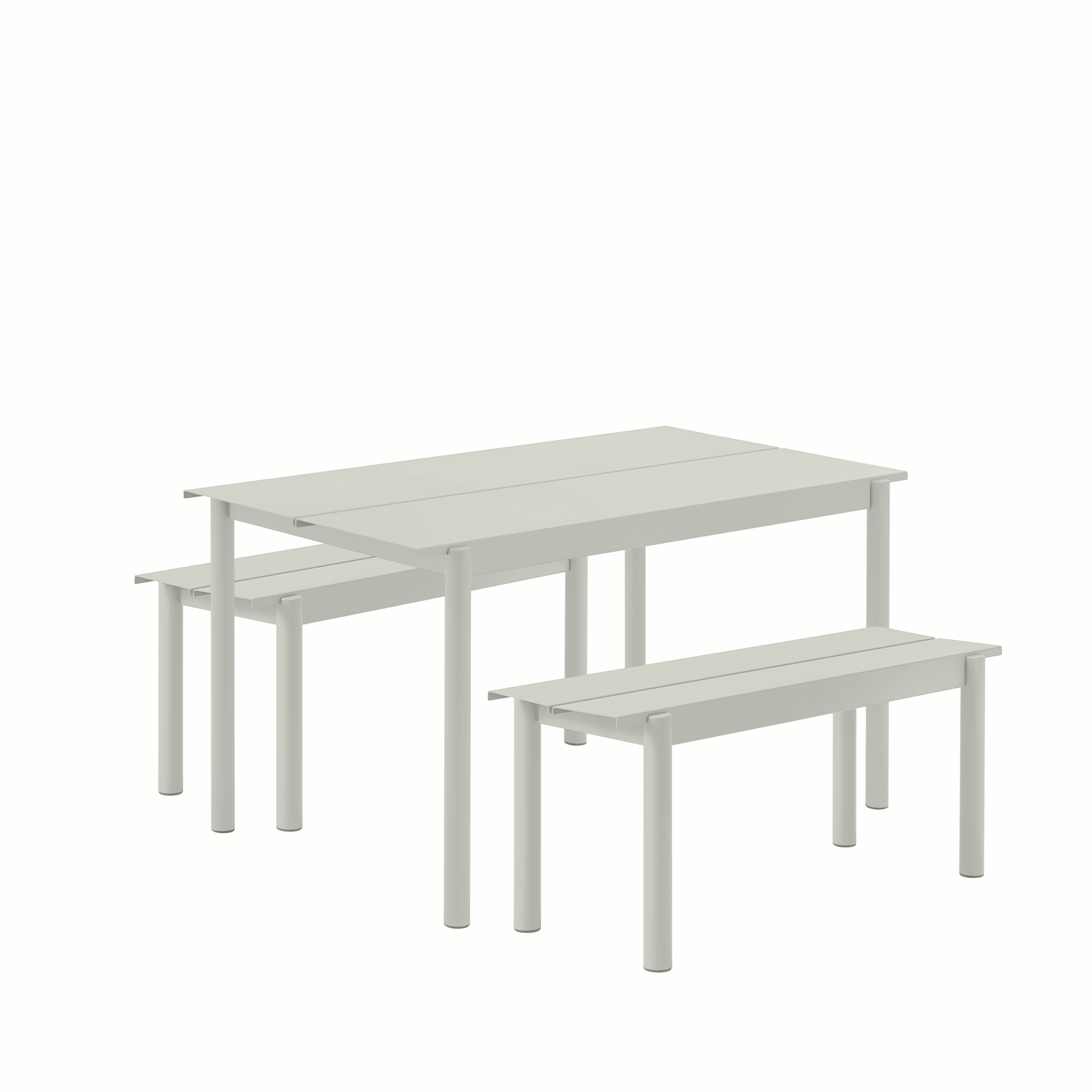 Linear Dining Set - 55" Table & 2 Benches,  Grey"