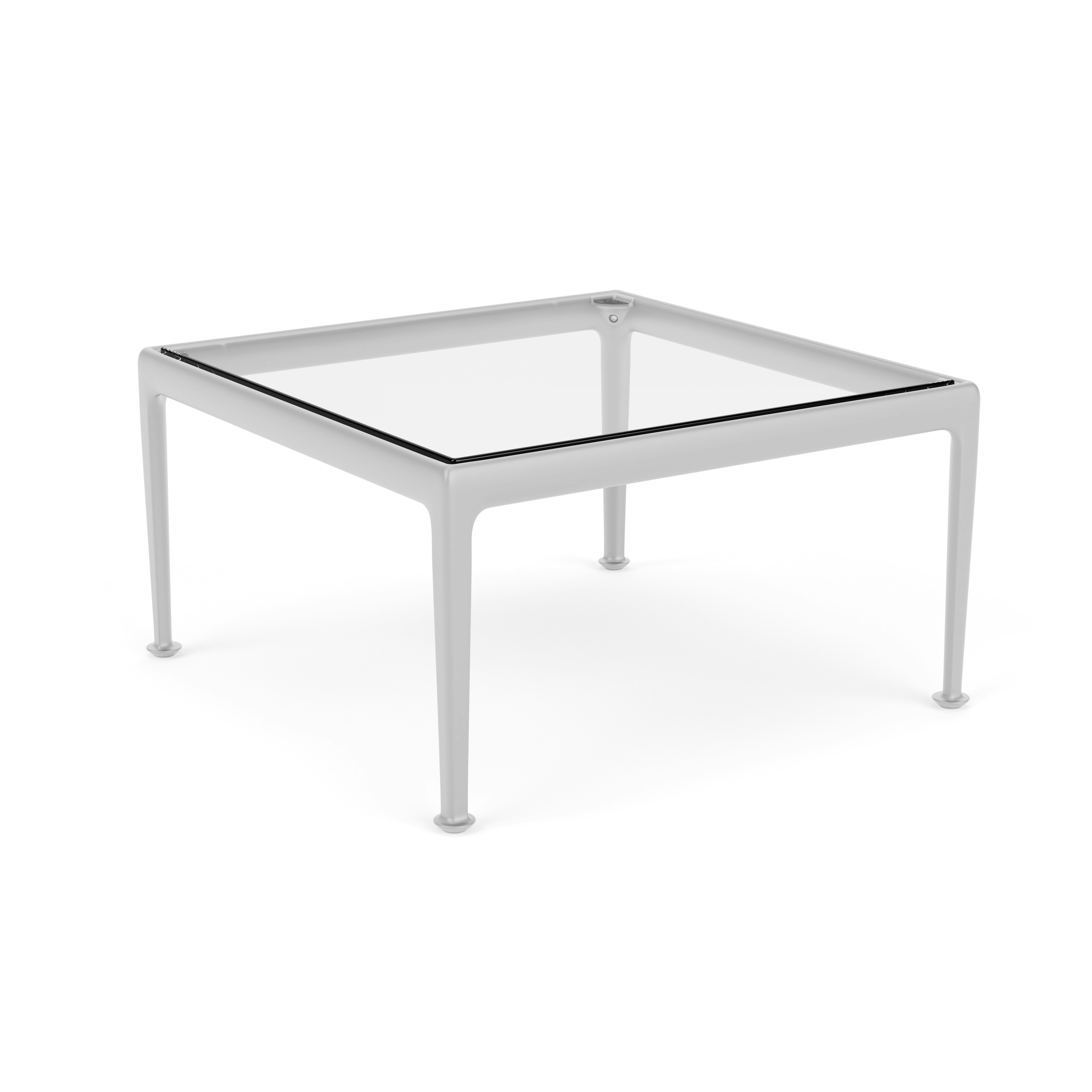 1966 Coffee Table - 28" x 28", Clear Glass, Silver