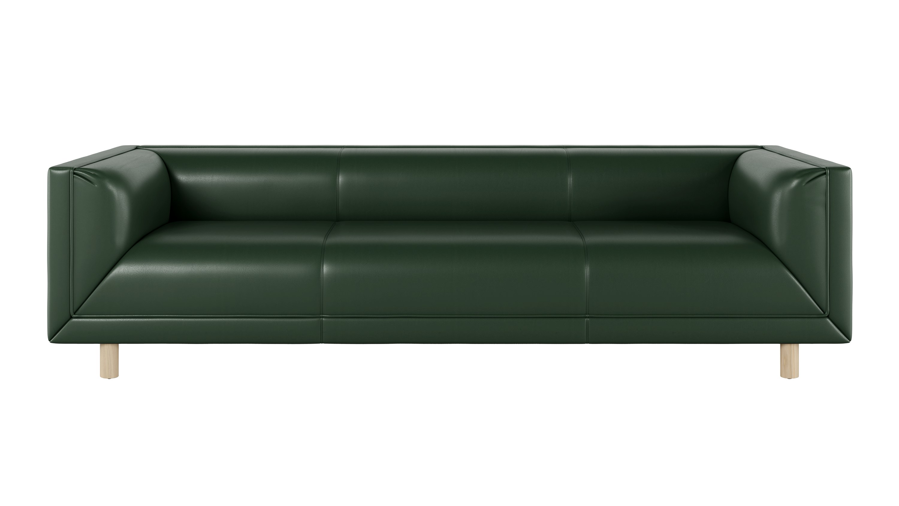 Rolled Arm Sofa 96,  Prone Leather,  Vine,  White Ash