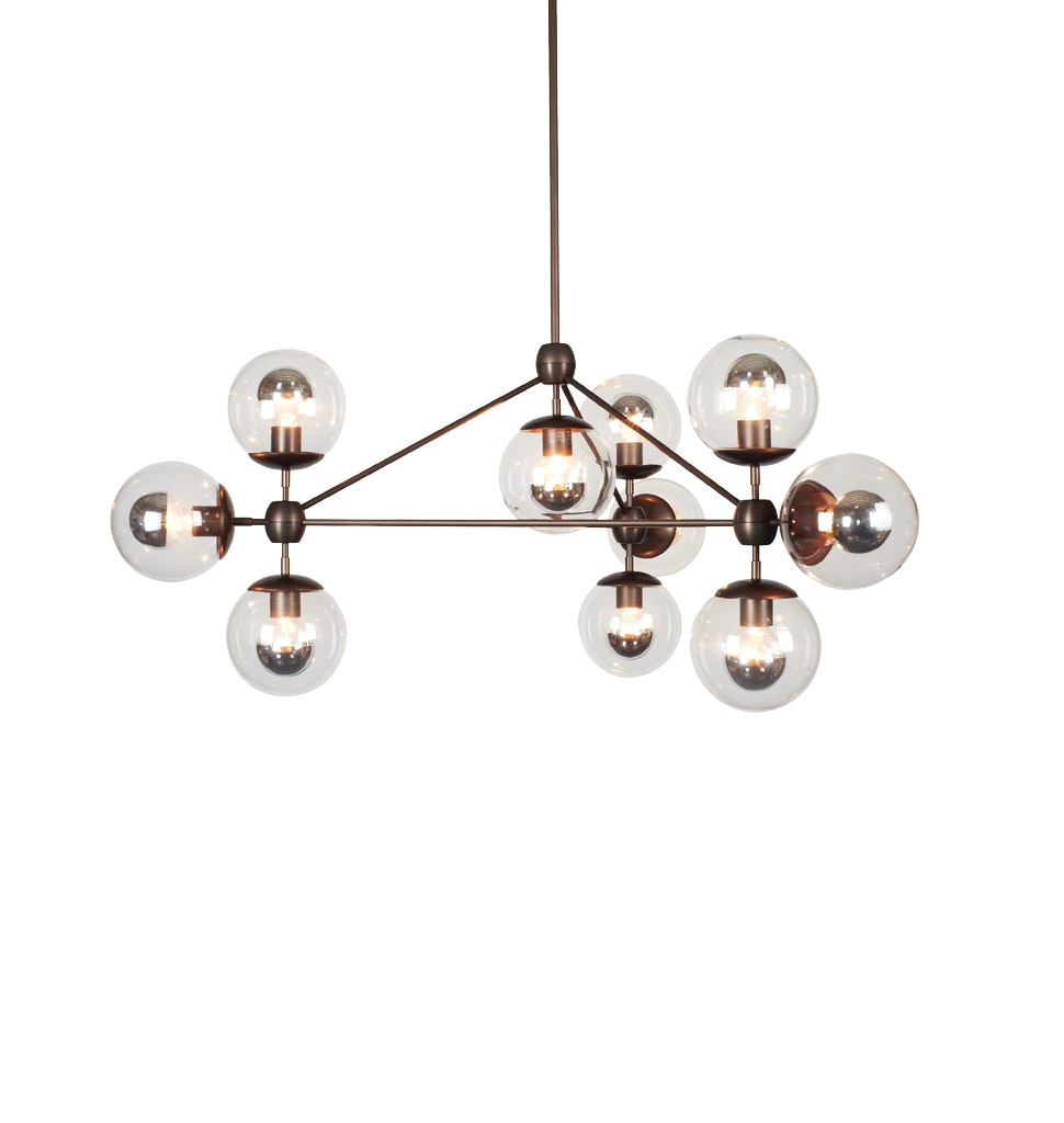 Modo Chandelier,  3 Sided,  10 Globe