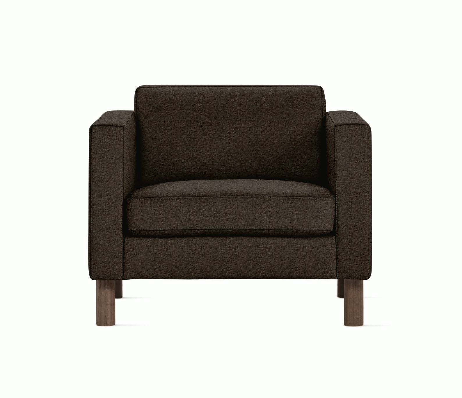 Lispenard Arm Chair in java brown leather with 6" legs.