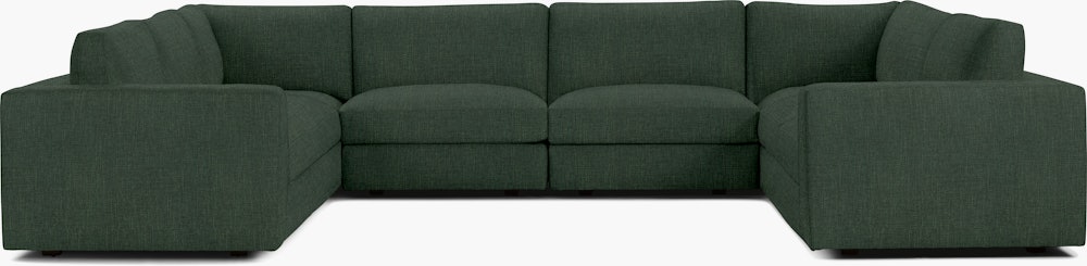 Reid Corner Sectional - U Shaped Sectional,  Standard,  Crypton Robusta,  Basil,  1" Block"