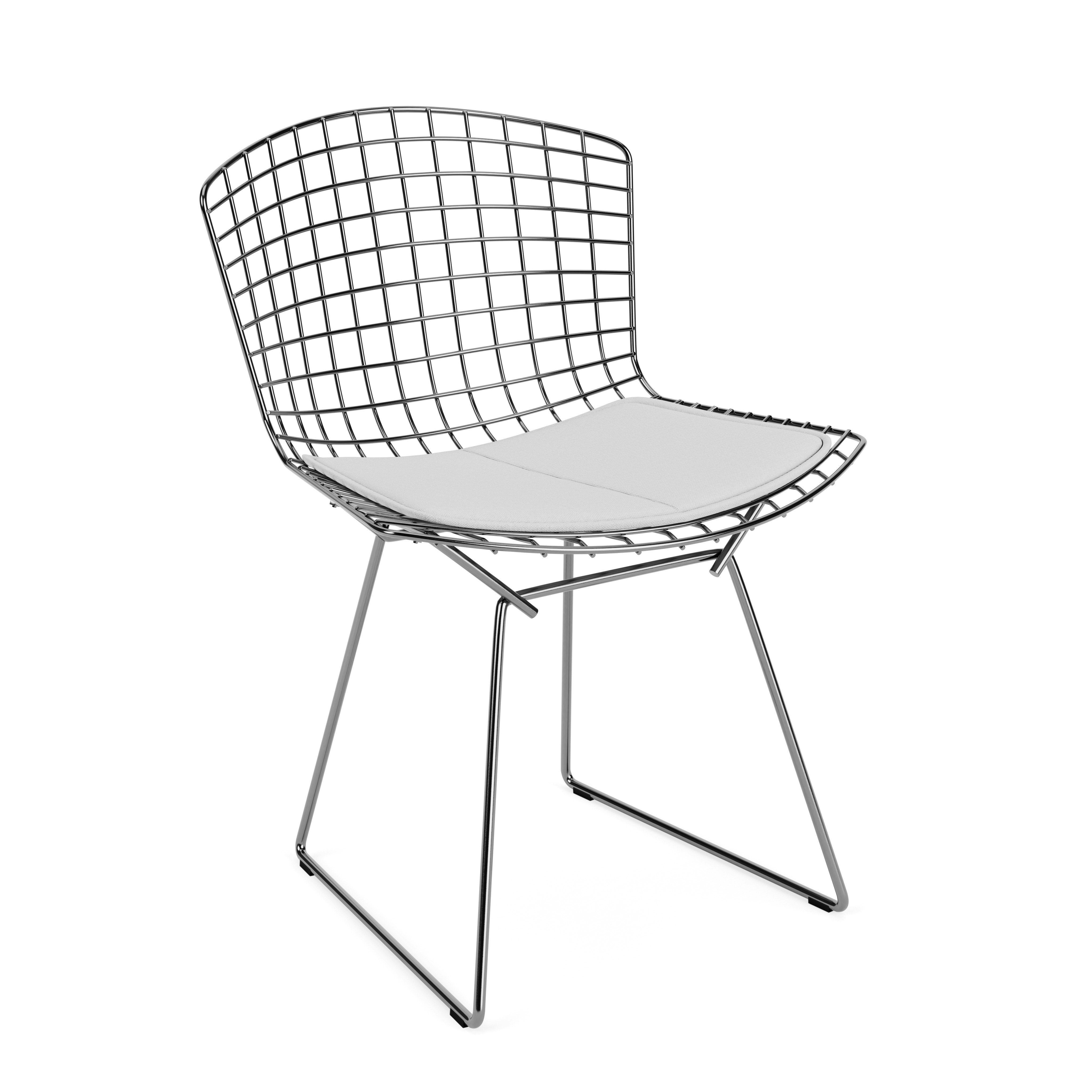 Bertoia Side Chair- Seat Pad, Polished Chrome, Crossroad, Moon Light