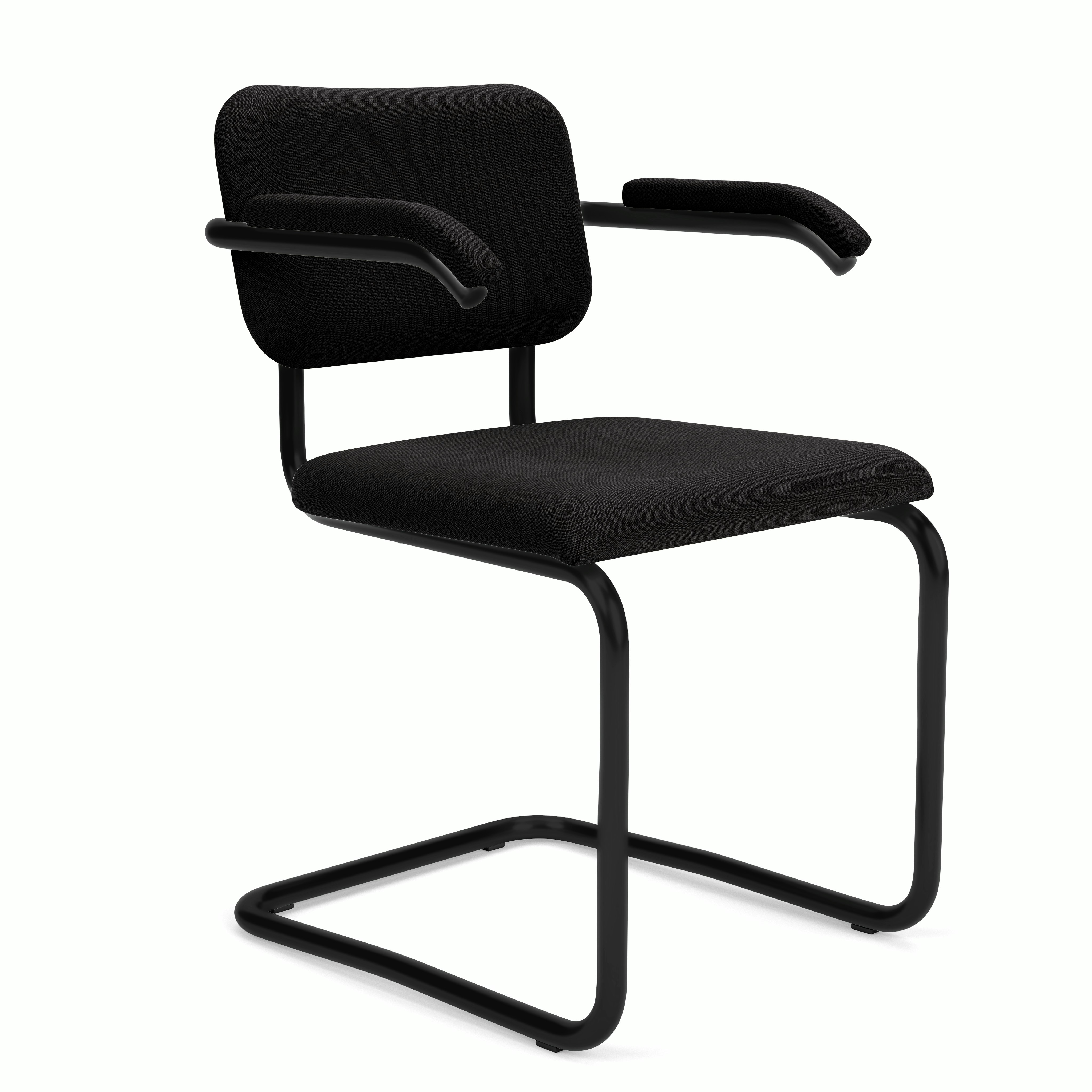Cesca Upholstered Chair - Armchair,  Fully upholstered,   hourglass,  caviar,  black frame