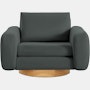 Mesa Lounge Swivel Chair - Marquis Velvet,  Charcoal,  Oak