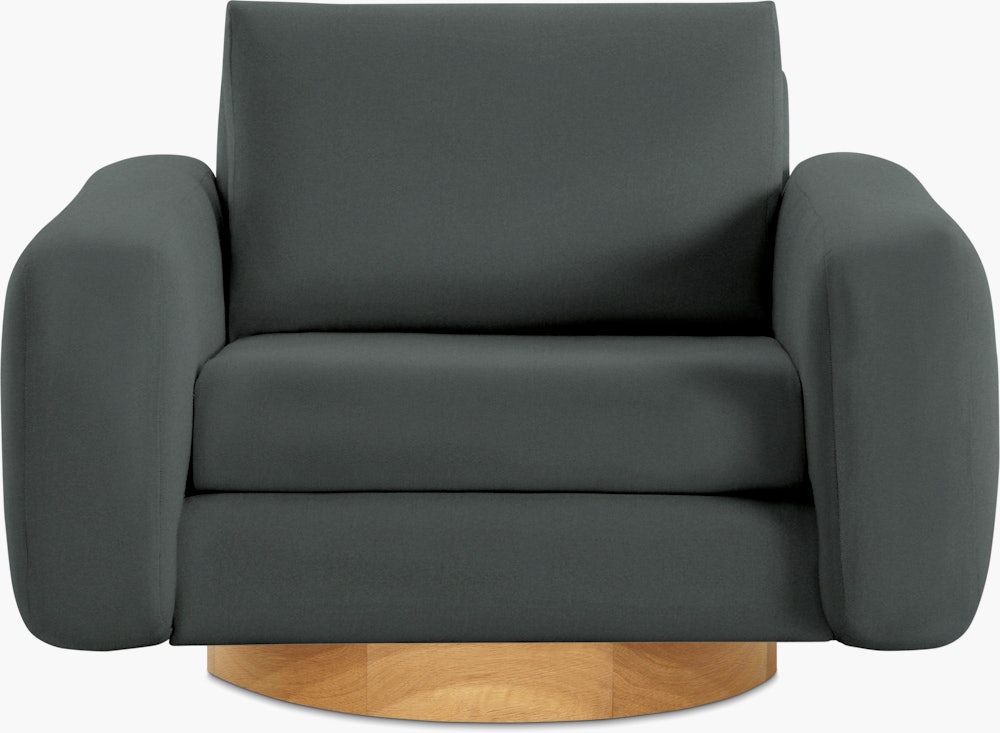 Mesa Lounge Swivel Chair - Marquis Velvet,  Charcoal,  Oak
