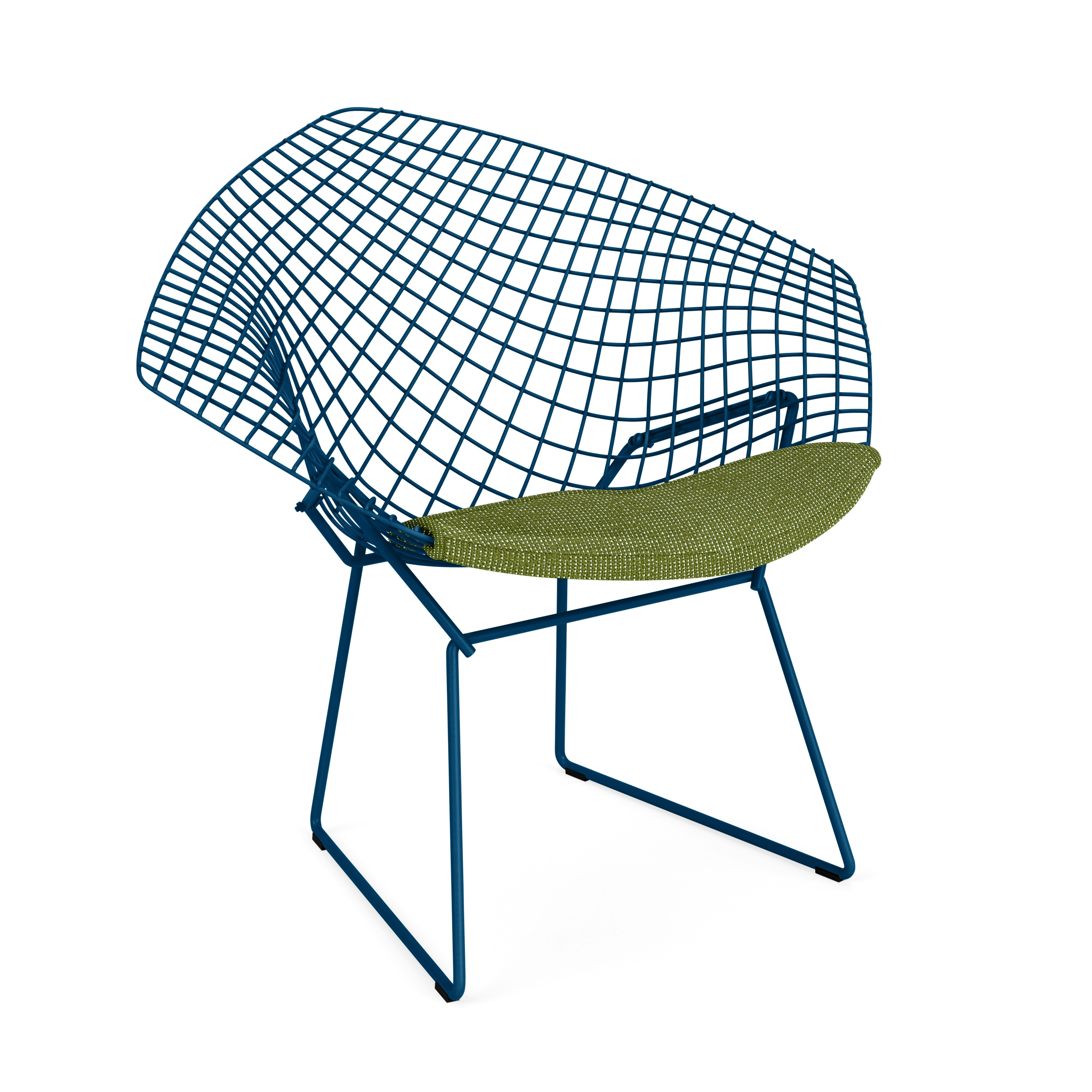 Bertoia Diamond Chair,  Blue,  Seat Pad,  Prestini,  Green and White