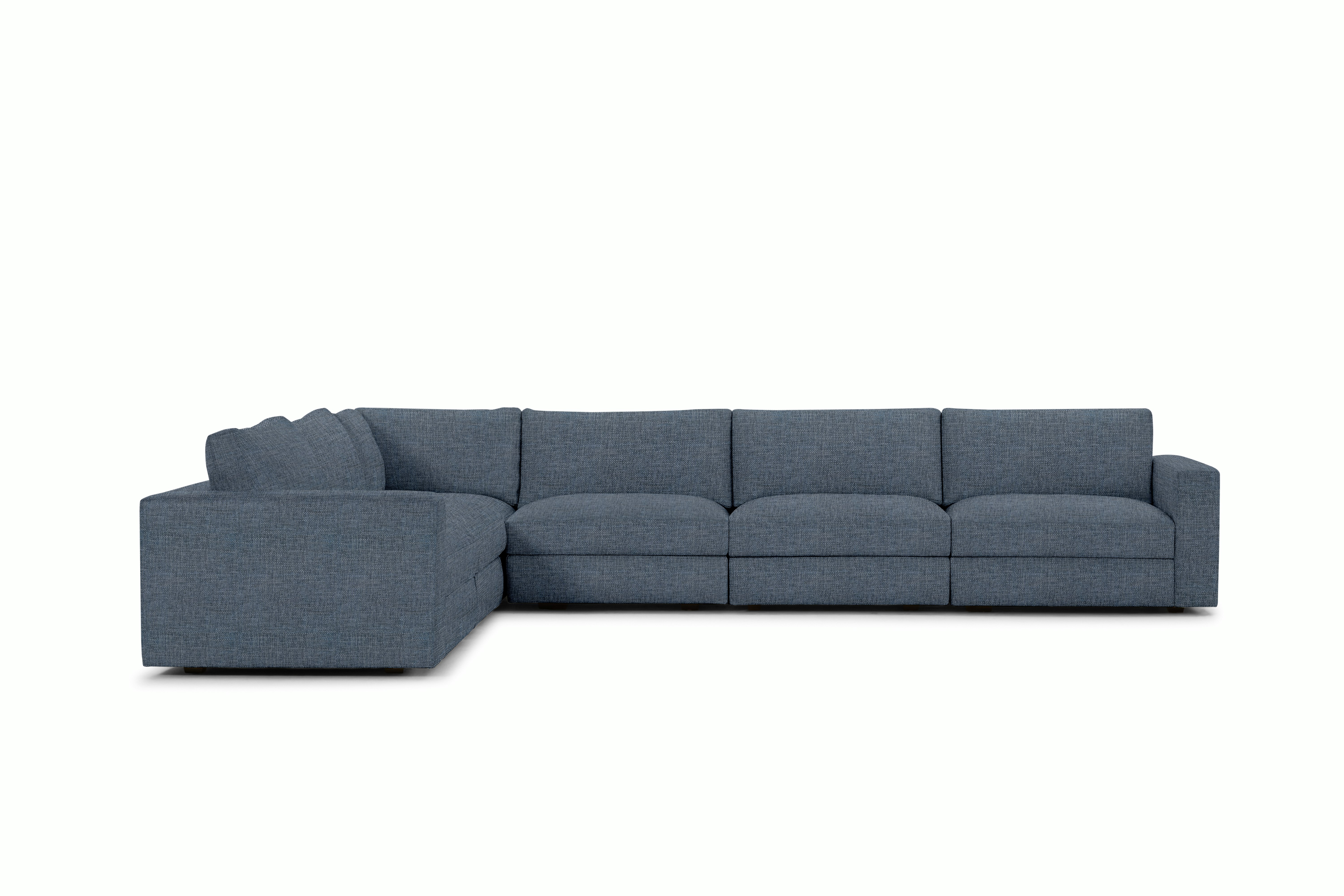 Reid Corner Sectional - L-Shaped Six Seater Sectional,  Standard,  Crypton Robusta,  Blue,  1" Block"