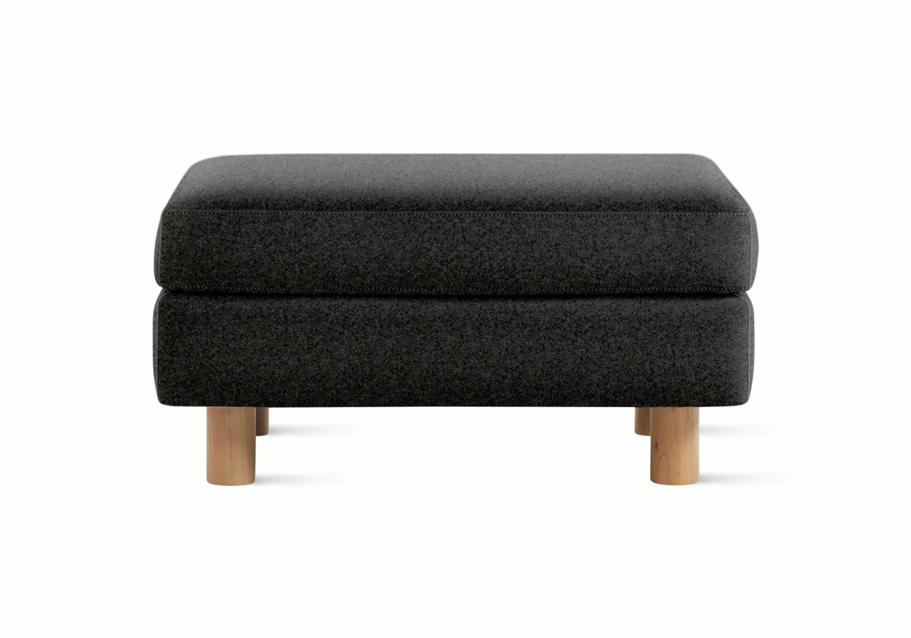 Lispenard Ottoman in heathered black with 4" legs.