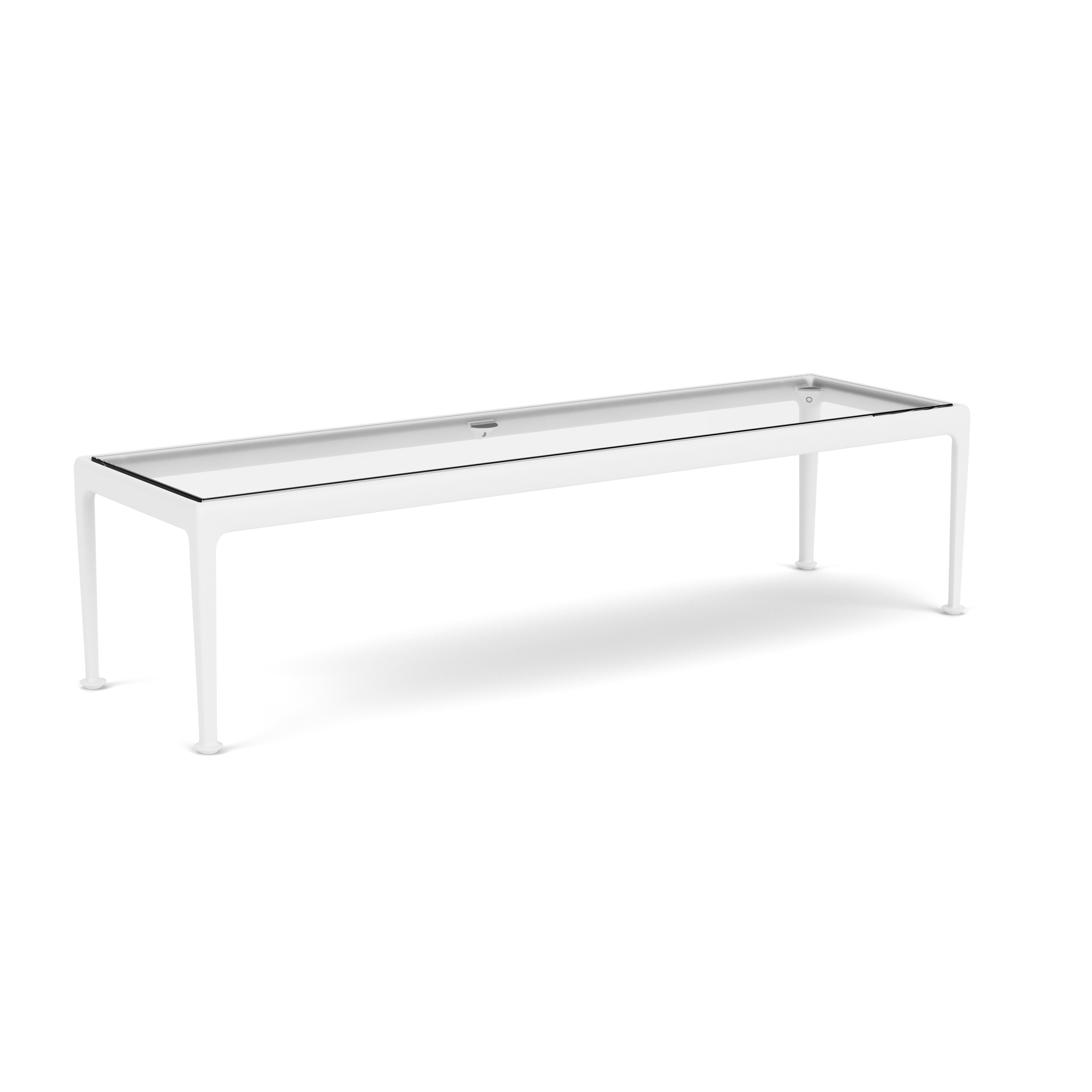 1966 Coffee Table - 60" x 18", Clear Glass, White